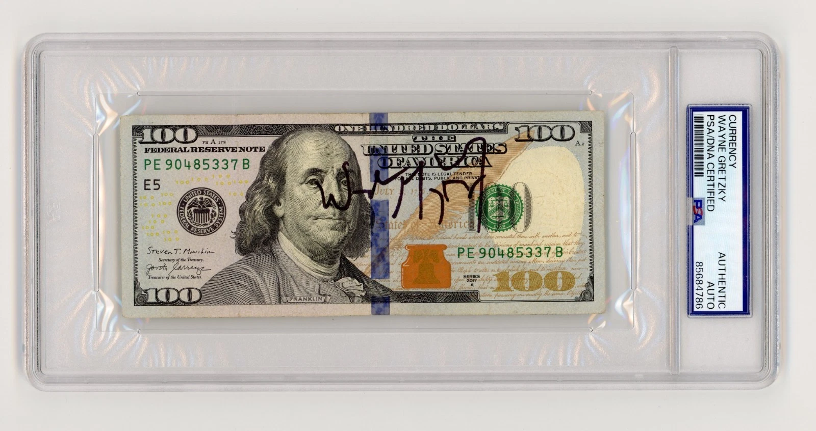 WAYNE GRETZKY SIGNED $100 BILL AUTO HOCKEY NHL GOAT HOF PSA/DNA
