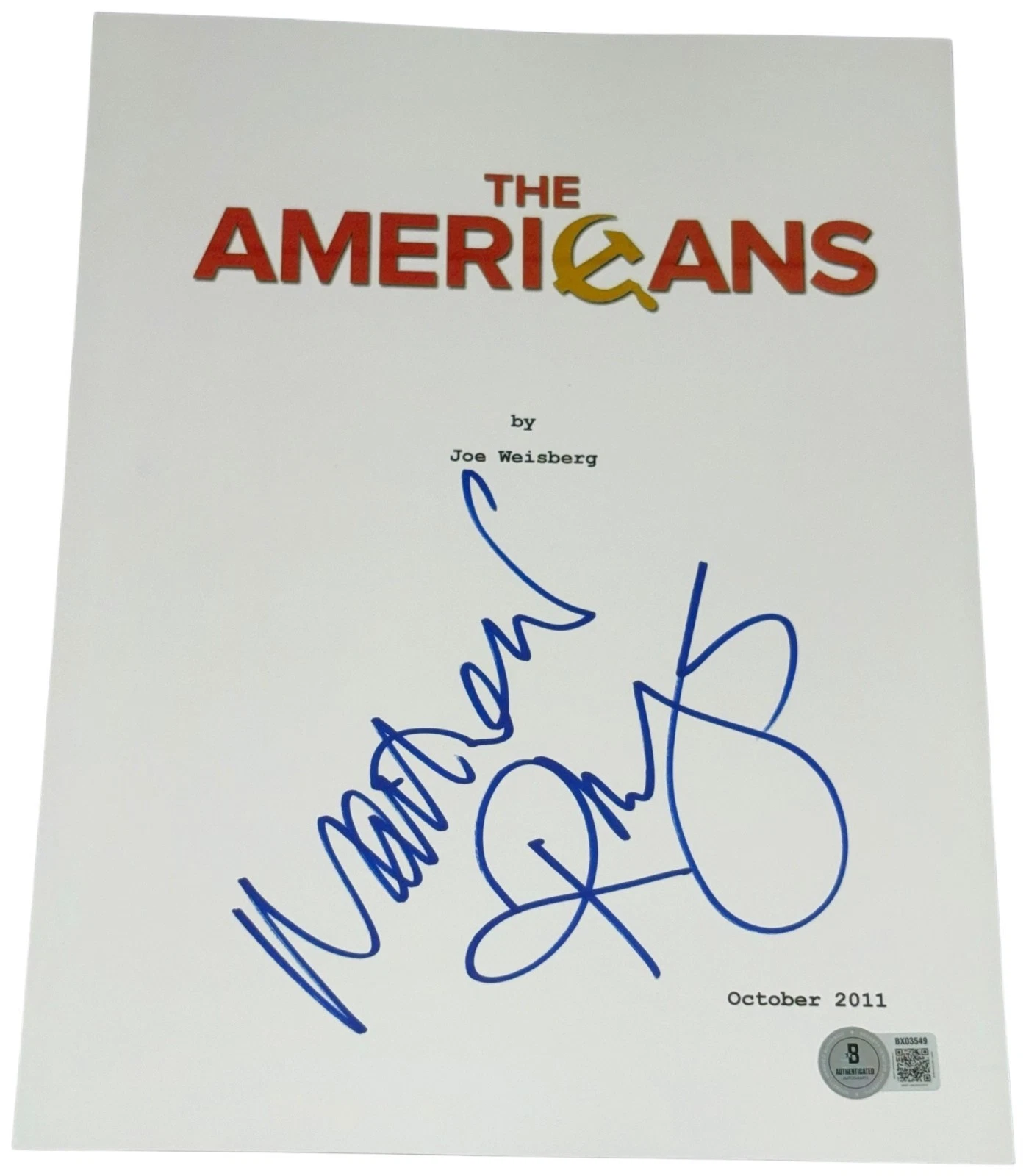 Matthew Rhys Signed Autograph The Americans Pilot Full Script Authentic Beckett