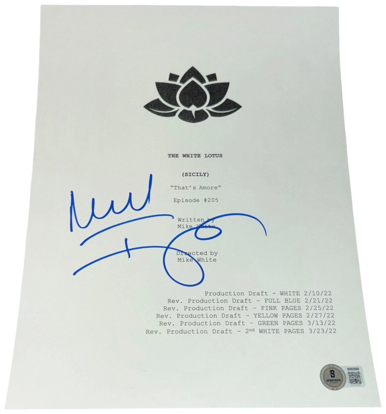 Michael Imperioli Signed Autograph The White Lotus S2 Full TV Script Beckett BAS