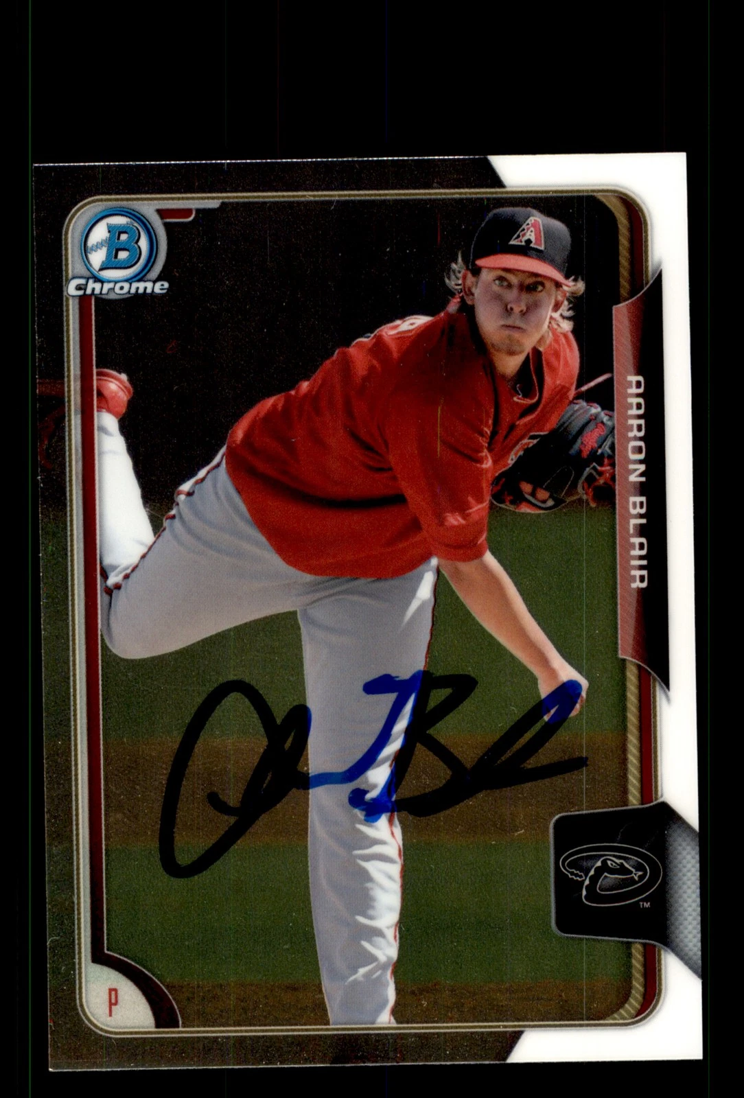 Signed Baseball Card Auto Aaron Blair 2015 Bowman Chrome #BCP76 Diamondbacks