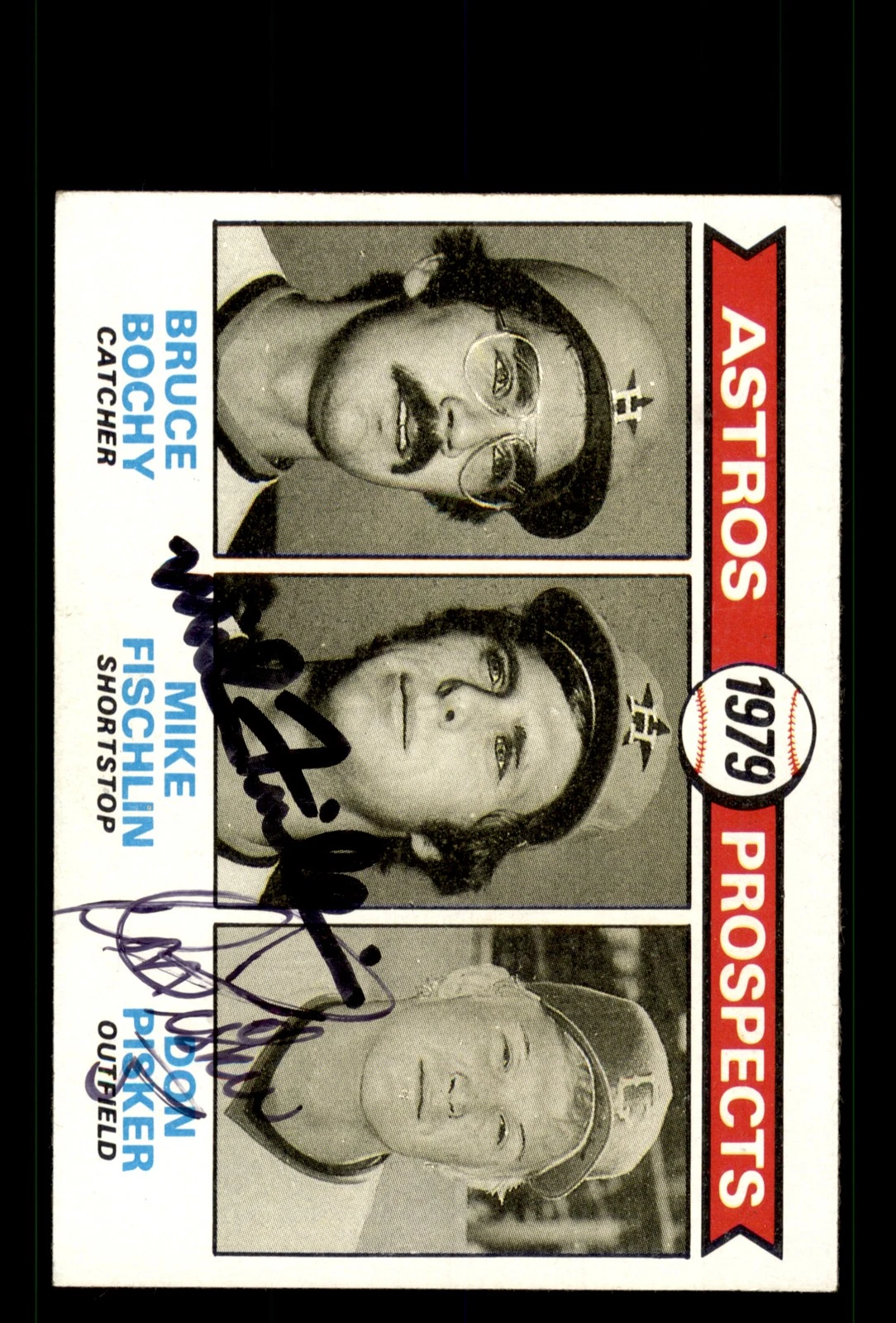 Signed Baseball Card Auto Astros Mike Fischlin Don Pisker 1979 Topps #718