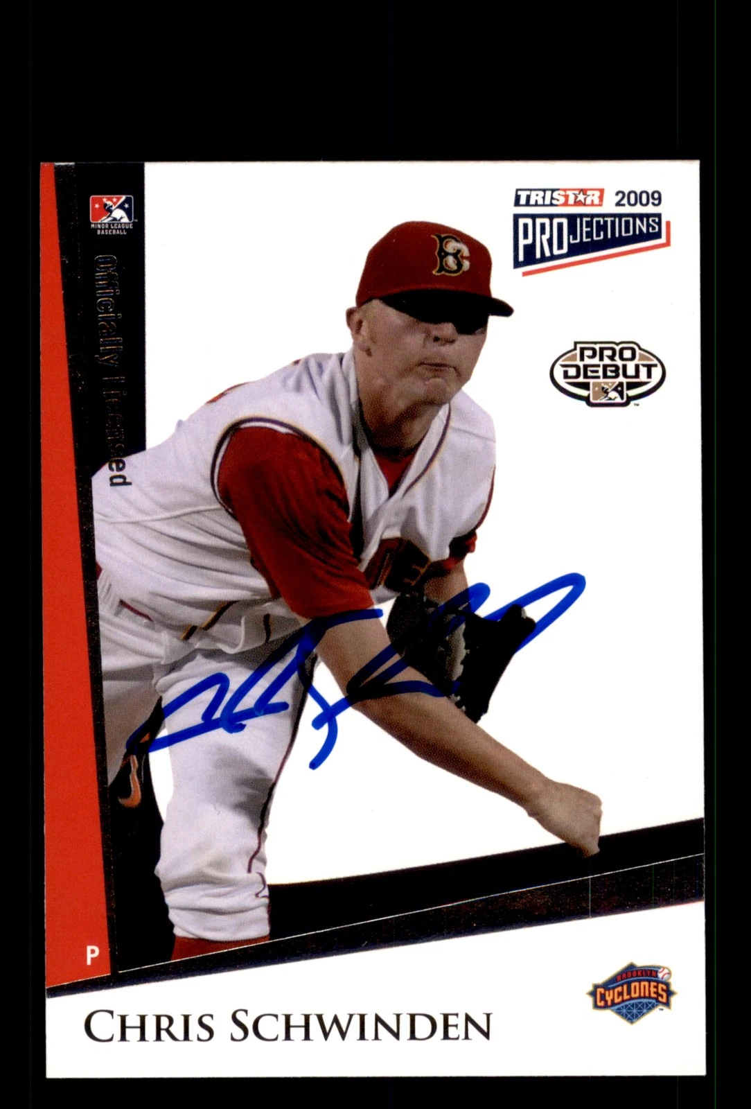 Signed Baseball Card Auto Chris Schwinden 2009 TriStar PROjections #260 Cyclones