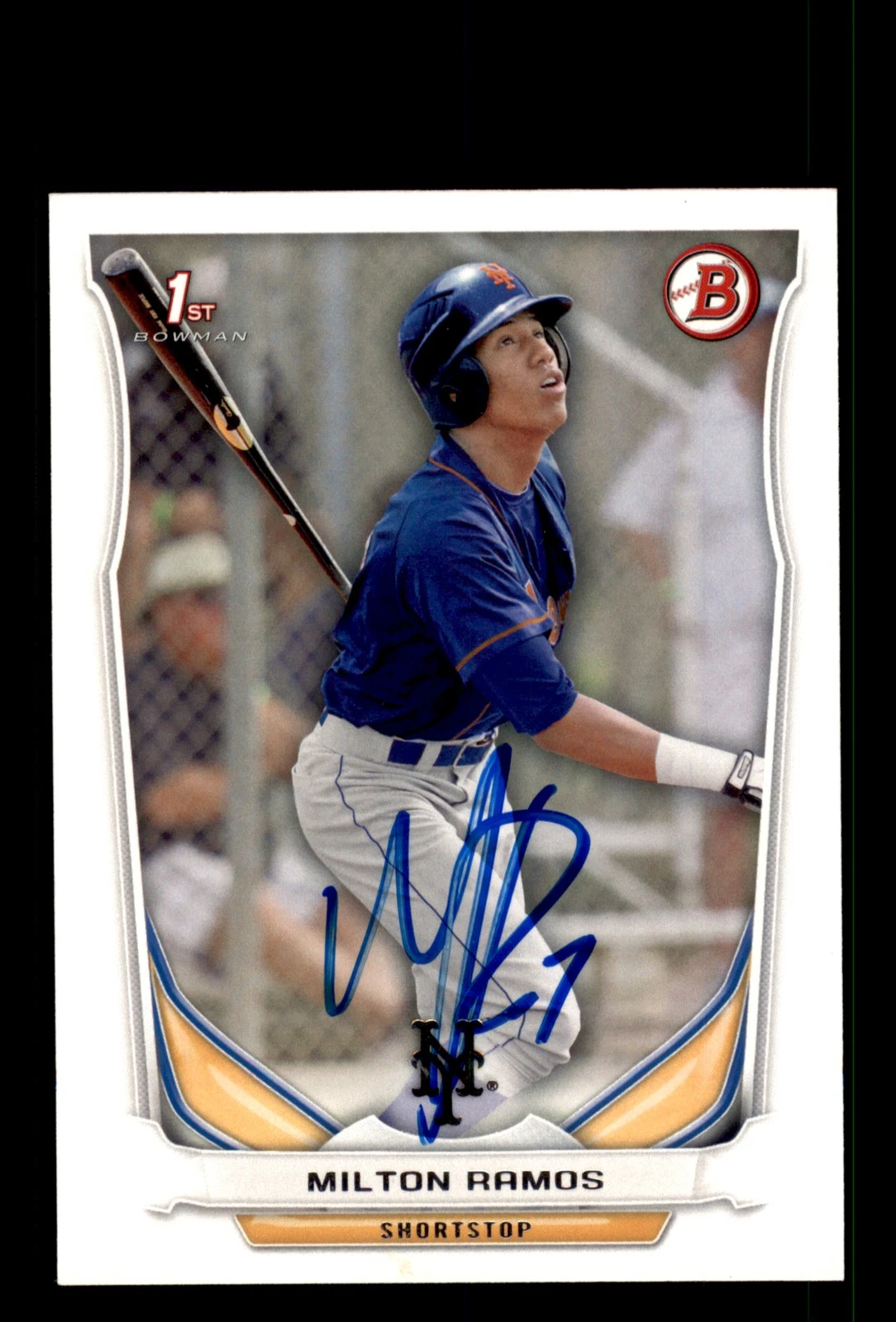 Signed Baseball Card Auto Milton Ramos 2014 Bowman Draft #DP84 New York Mets