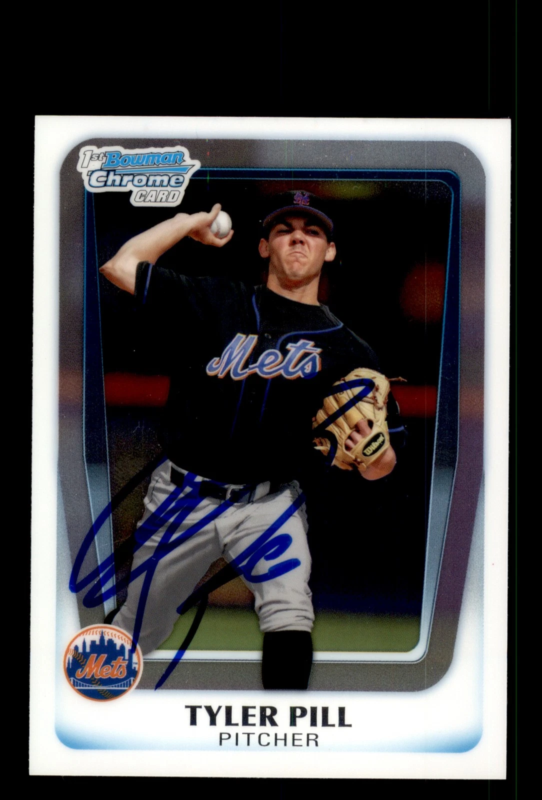Signed Baseball Card Auto Tyler Pill 2011 Bowman Chrome #BDPP17 New York Mets P