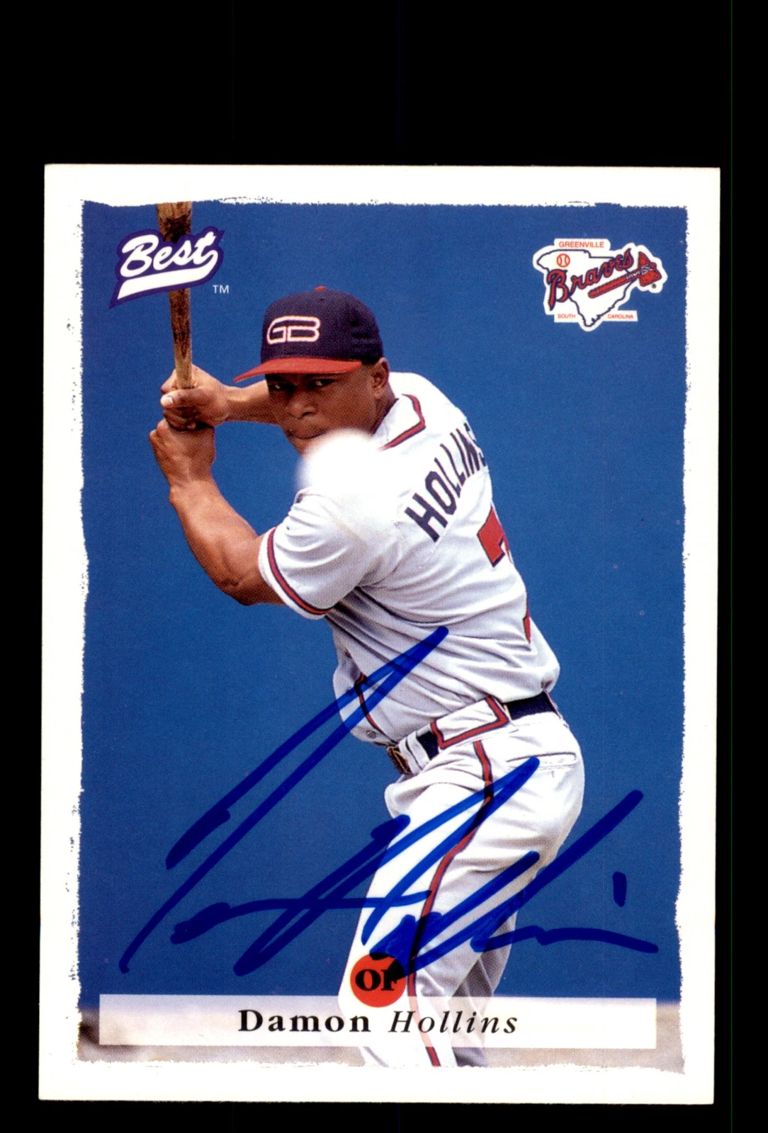 Signed Baseball Card Auto Damon Hollins 1995 Best #51 Greenville Braves
