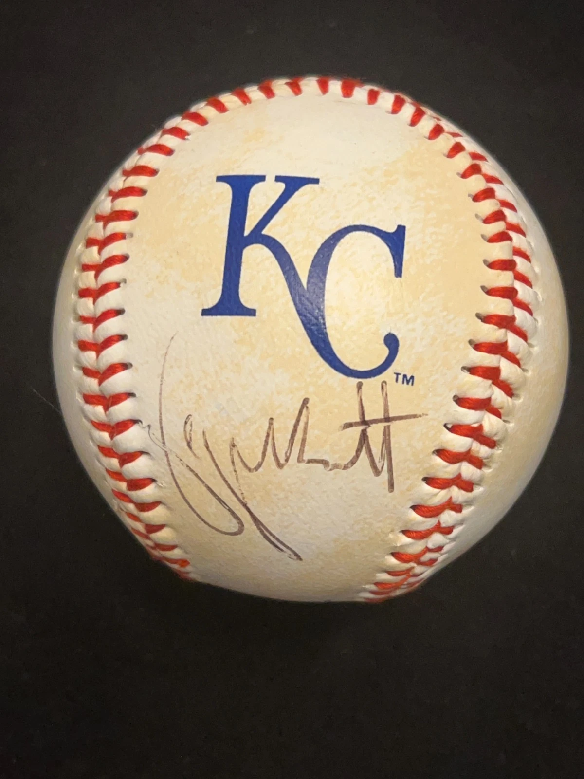 GEORGE BRETT ALEX GORDON SIGNED BASEBALL AUTO KANSAS CITY ROYALS JSA COA *TONED*
