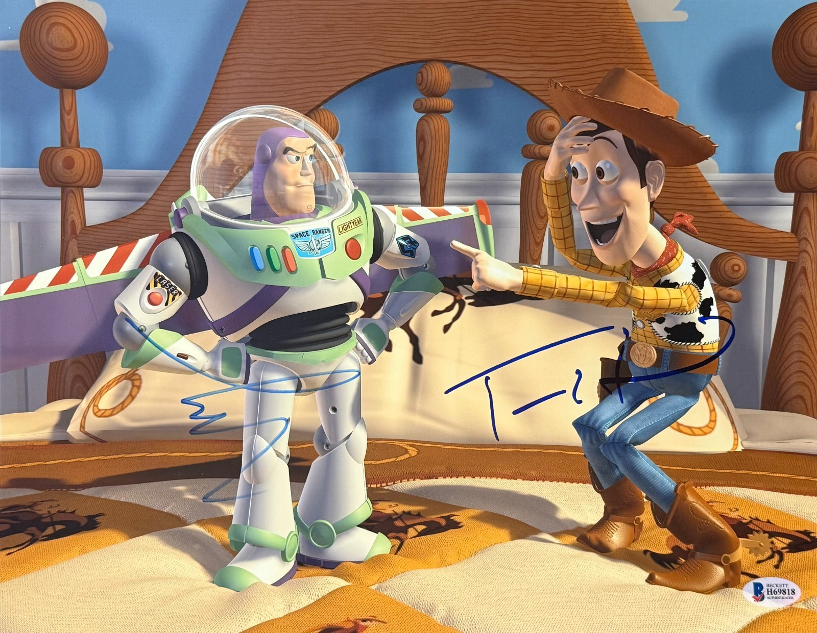 TOM HANKS & TIM ALLEN SIGNED 11X14 PHOTO TOY STORY AUTHENTIC AUTOGRAPH BECKETT COLLECTIBLE MEMORABILIA