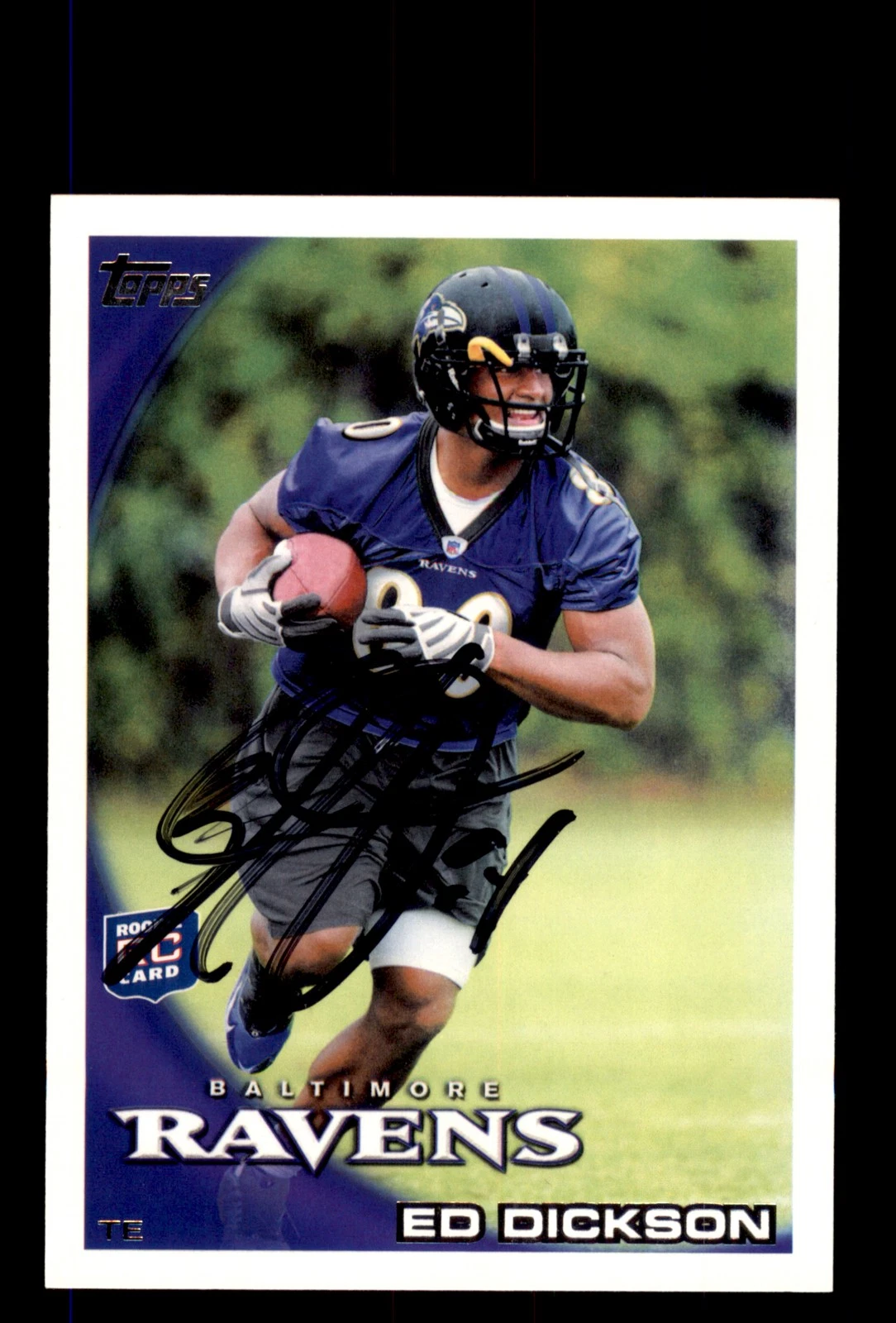 Signed Football Card Auto Ed Dickson 2010 Topps #57 Baltimore Ravens
