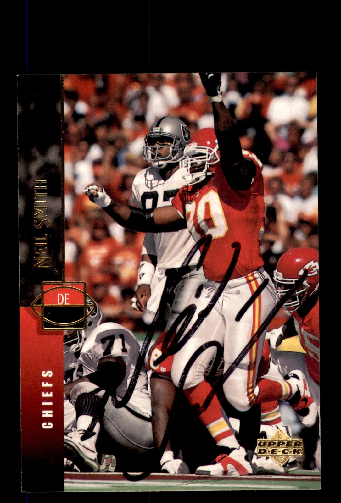 Signed Football Card Auto Neil Smith 1994 Upper Deck #283 Chiefs