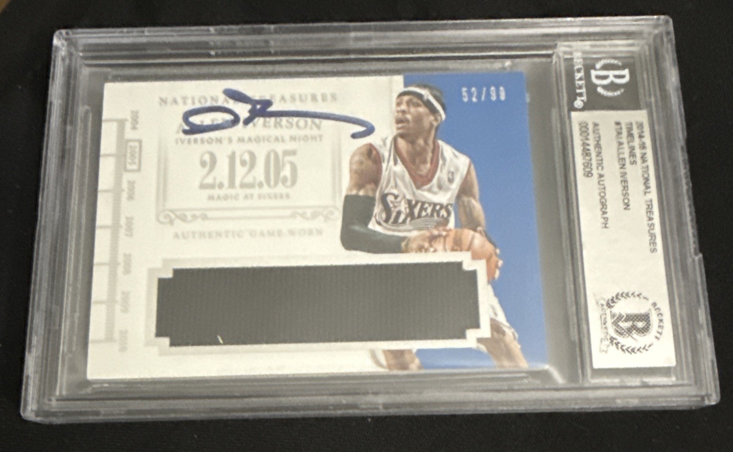 2014-15 National Treasures Allen Iverson Timeline Game-Worn Jersey Auto BGS /99