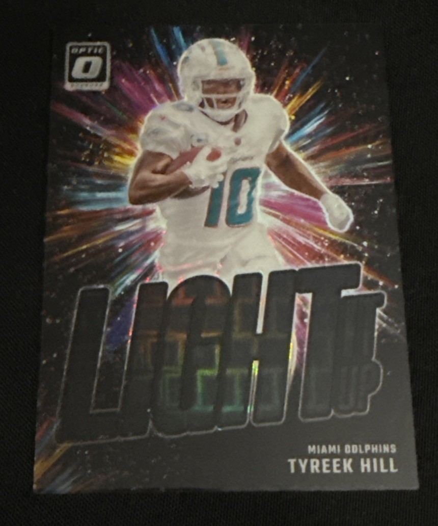 Tyreek Hill Light It Up Black Pandora /25: 2024 Donruss Optic Football. Star WR!