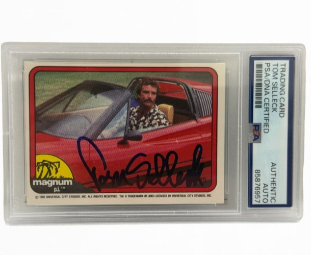 Tom Selleck Signed Magnum PI Trading Card Authentic Autograph PSA DNA