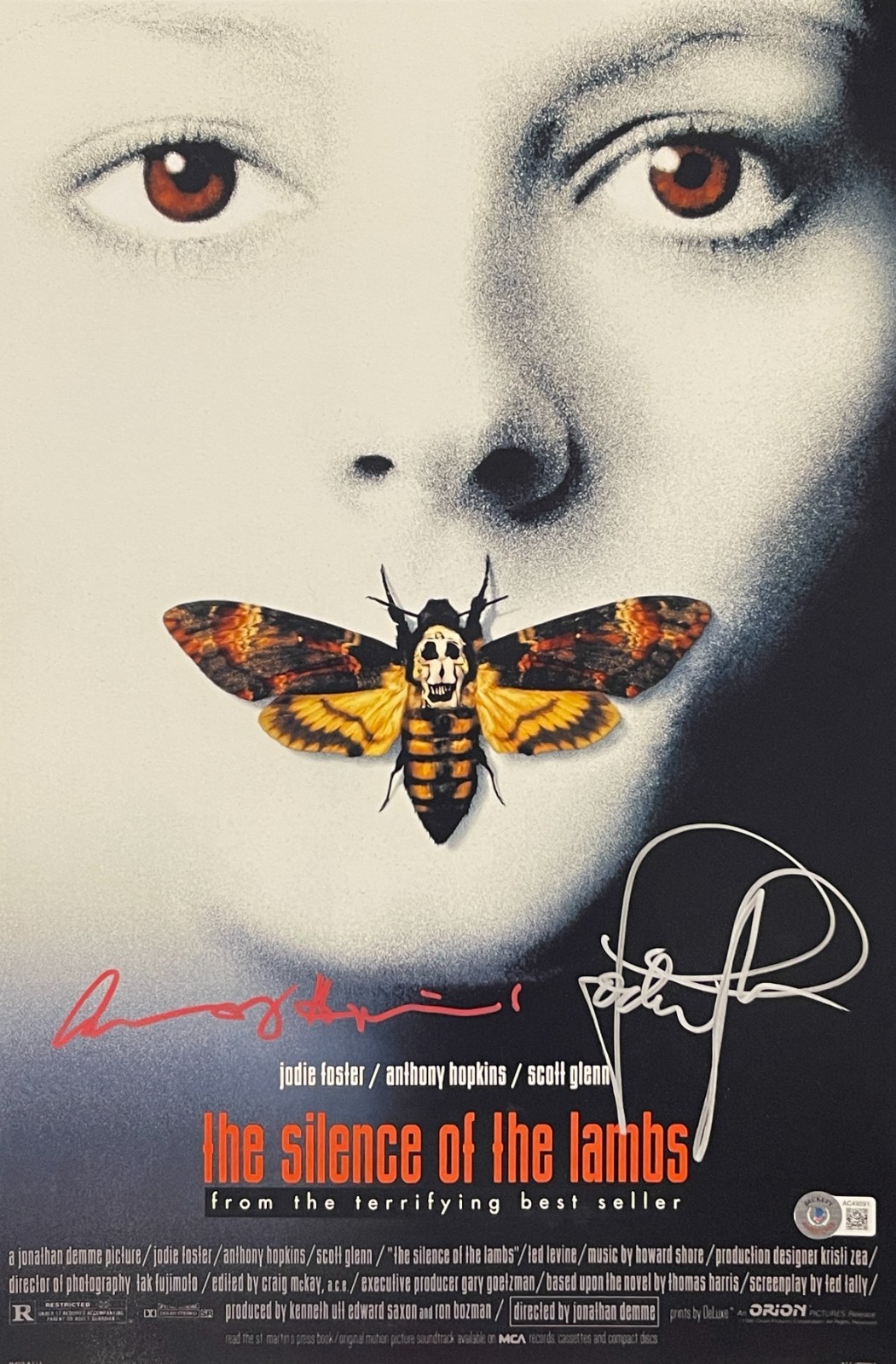 ANTHONY HOPKINS JODIE FOSTER SIGNED 12×18 PHOTO THE SILENCE OF THE LAMBS BECKETT COLLECTIBLE MEMORABILIA