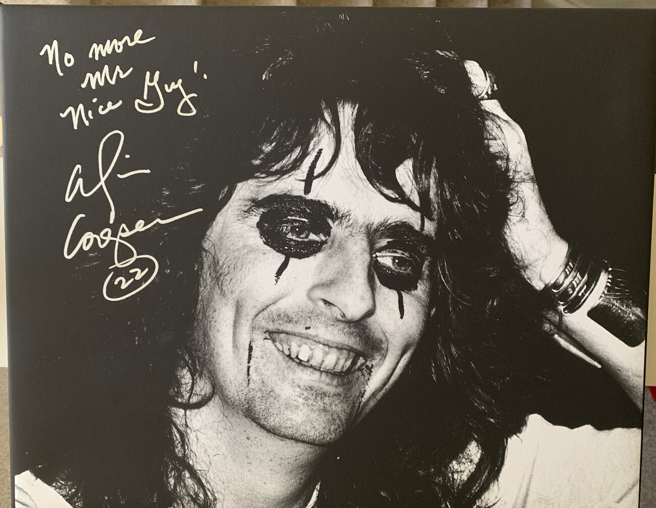 ALICE COOPER SIGNED CANVAS 16x20 PHOTO NO MORE MR NICE GUY AUTOGRAPHED JSA COA