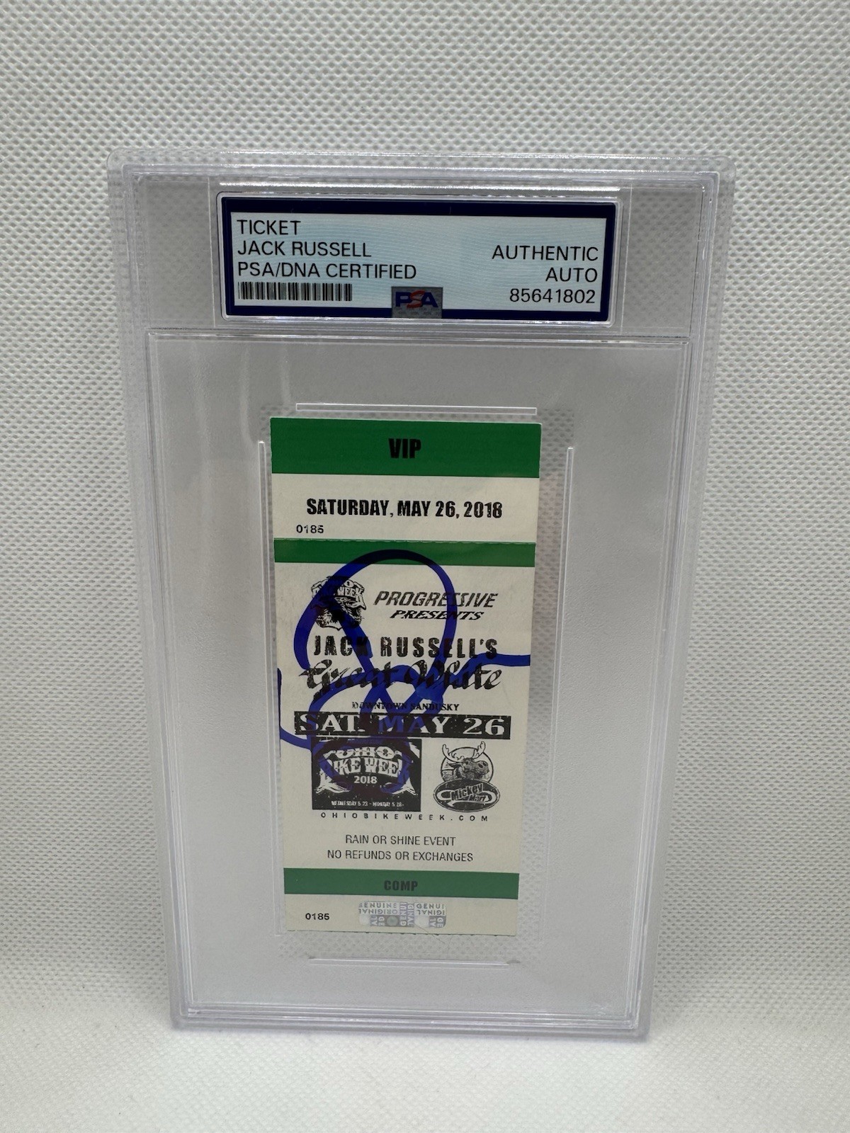 Jack Russell Signed Ticket Great White Autograph Slabbed RIP PSA/DNA Slab