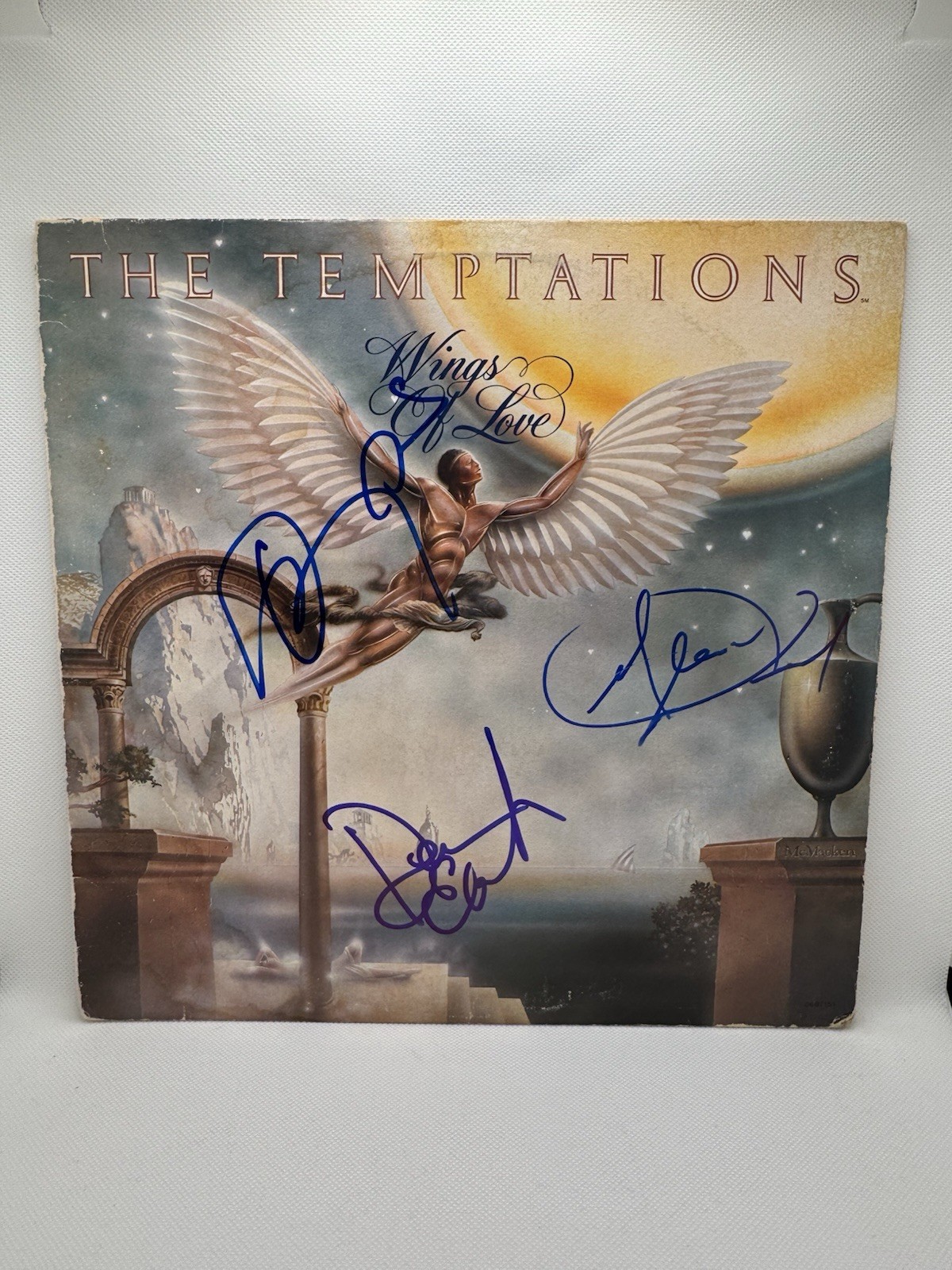 THE TEMPTATIONS SIGNED VINYL BY 3 OTIS WILLIAMS WINGS OF LOVE EDWARDS JSA GLENN