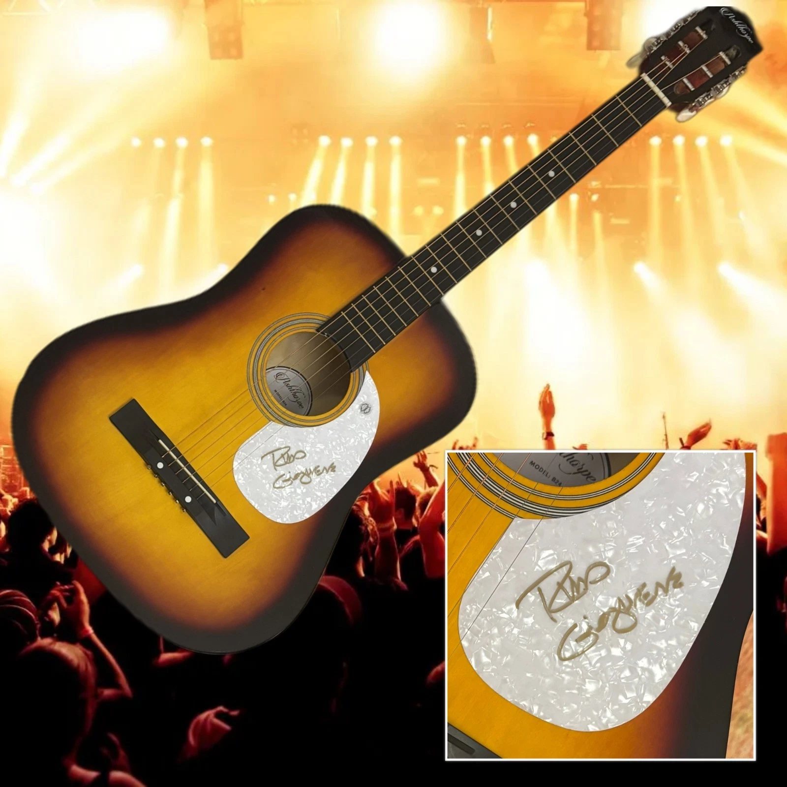 GFA The Association Band Guitarist  * RUSS GIGUERE *  Signed Acoustic Guitar COA
