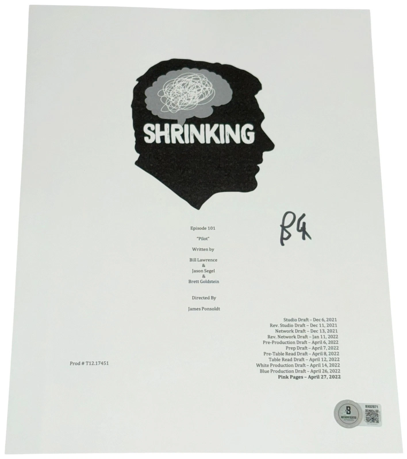 Brett Goldstein Signed Autograph Shrinking Pilot Full Script Authentic Beckett