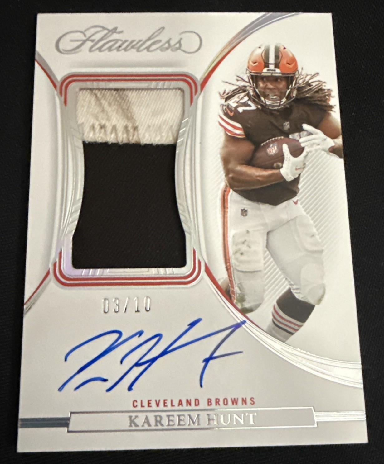 2022 Flawless Kareem Hunt Patch Auto SILVER 3/10 SSP AUTO CLEVELAND Browns