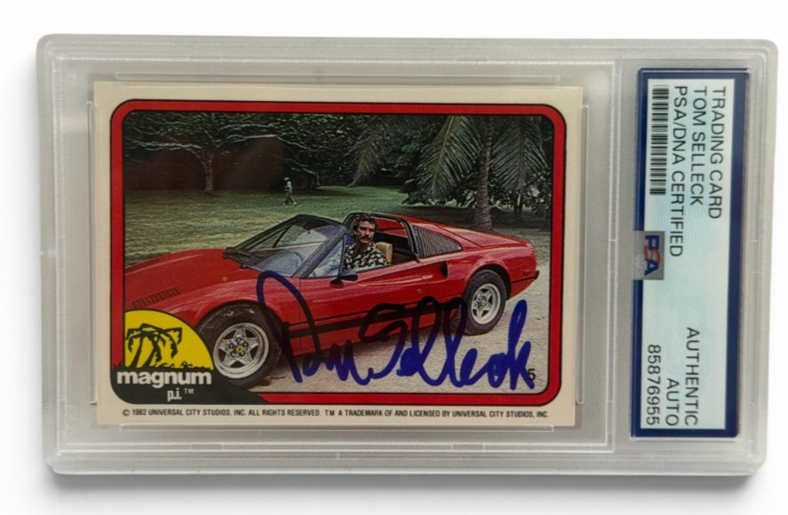 Tom Selleck Signed Magnum PI Trading Card Authentic Autograph PSA DNA