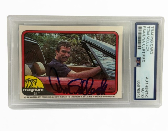 Tom Selleck Signed Magnum PI Trading Card Authentic Autograph PSA DNA