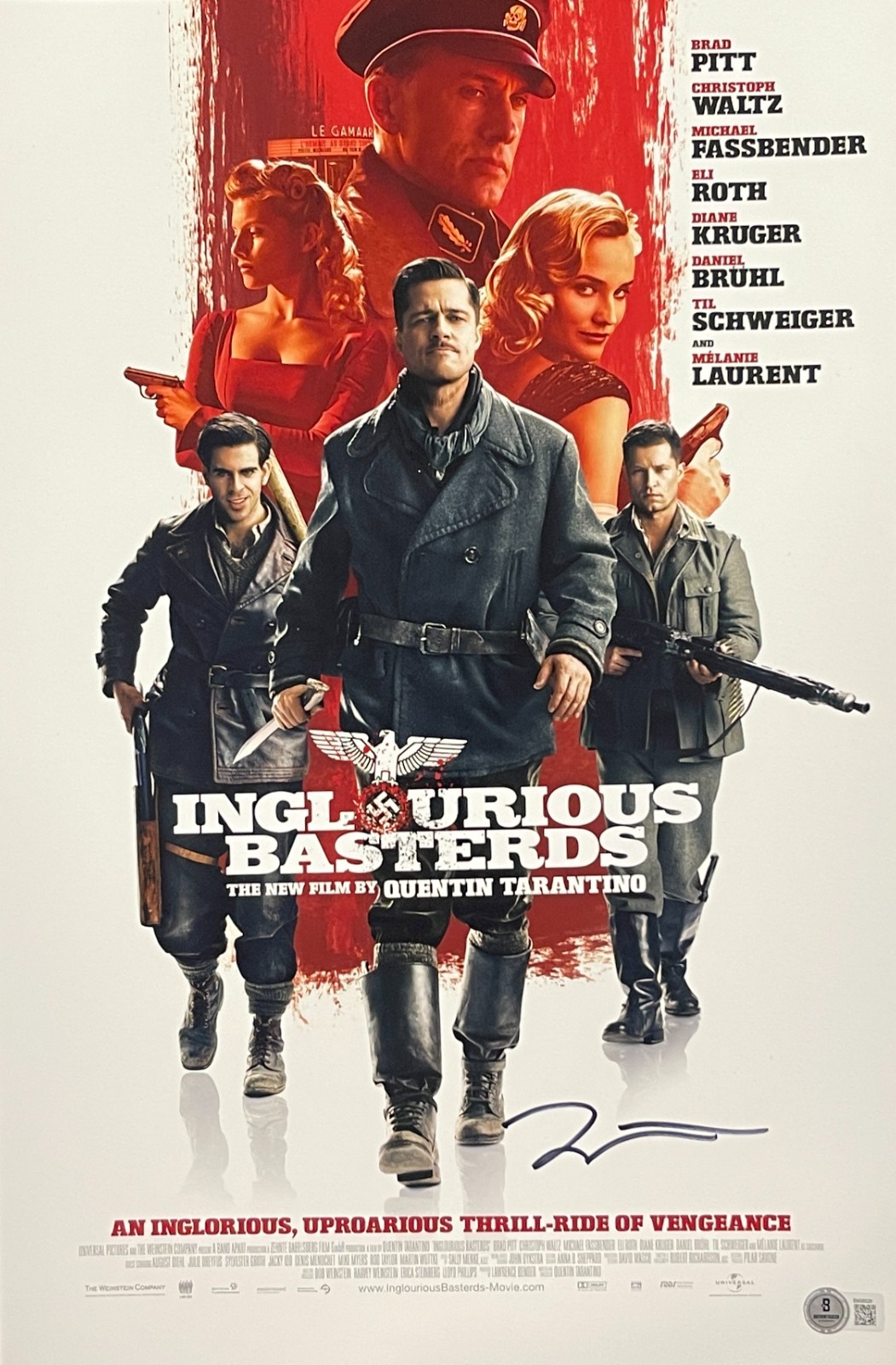 QUENTIN TARANTINO SIGNED 12×18 PHOTO INGLOURIOUS BASTERDS AUTOGRAPH BECKETT COLLECTIBLE MEMORABILIA