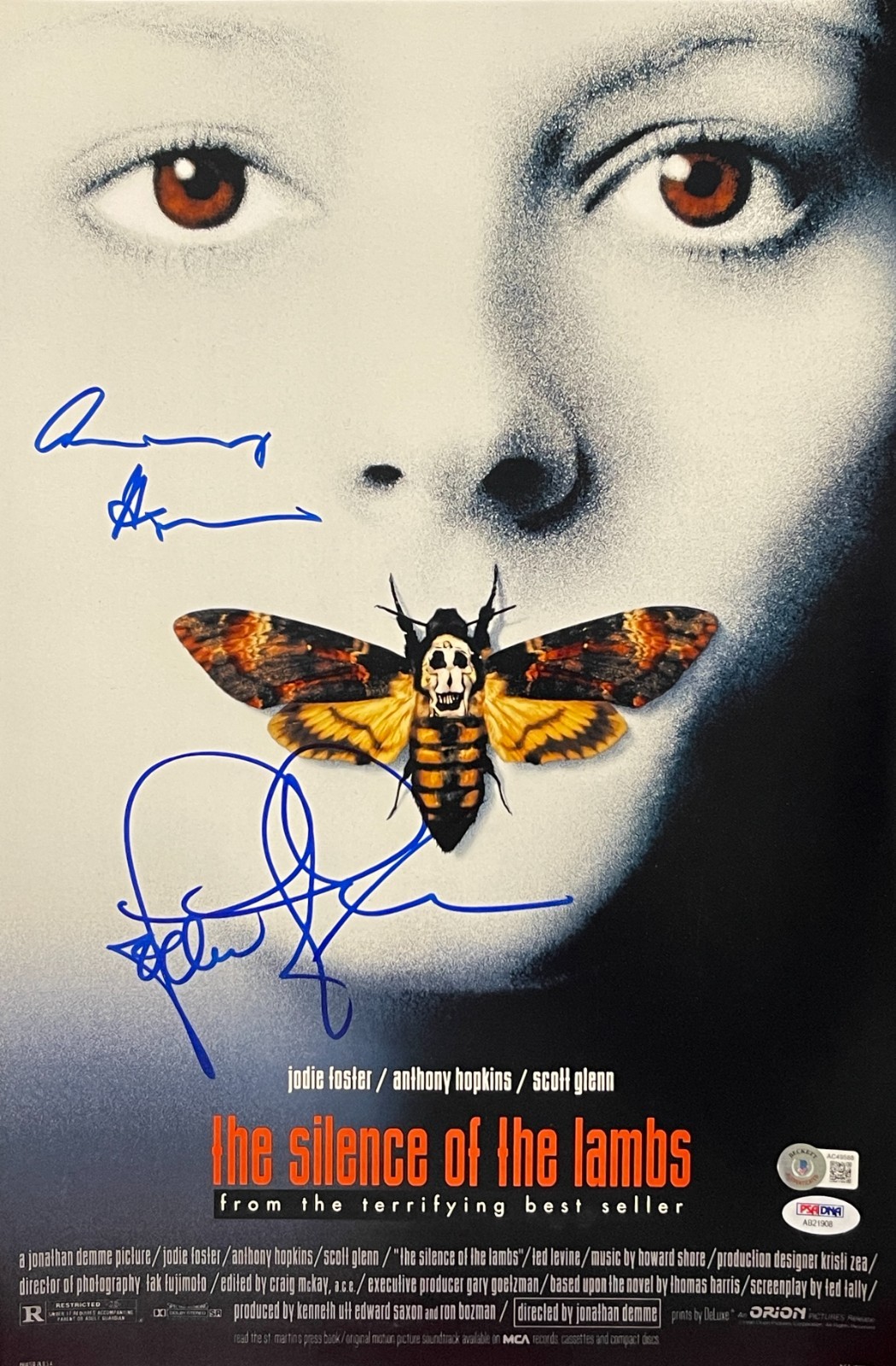 ANTHONY HOPKINS JODIE FOSTER SIGNED 12×18 PHOTO THE SILENCE OF THE LAMBS BECKETT COLLECTIBLE MEMORABILIA