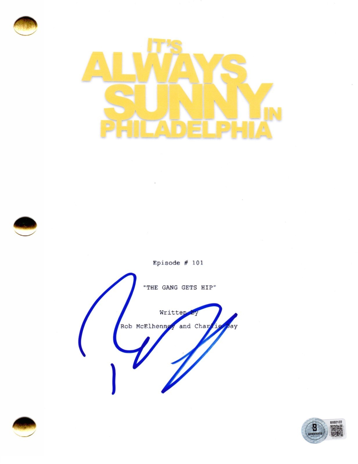 Rob McElhenney Signed It's Always Sunny In Philadelphia Pilot Script Beckett