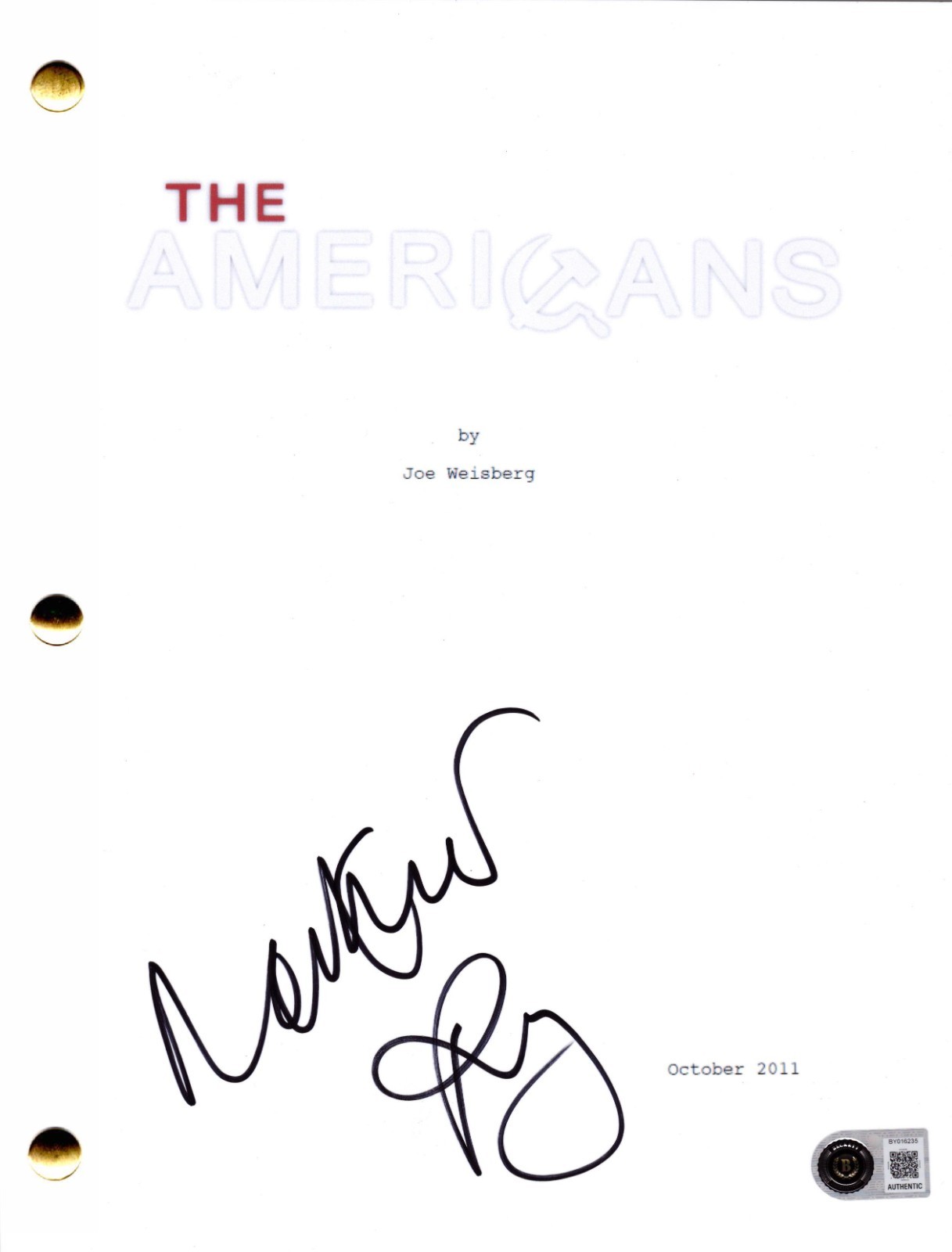 Matthew Rhys Signed The Americans Pilot Script Authentic Autograph Beckett