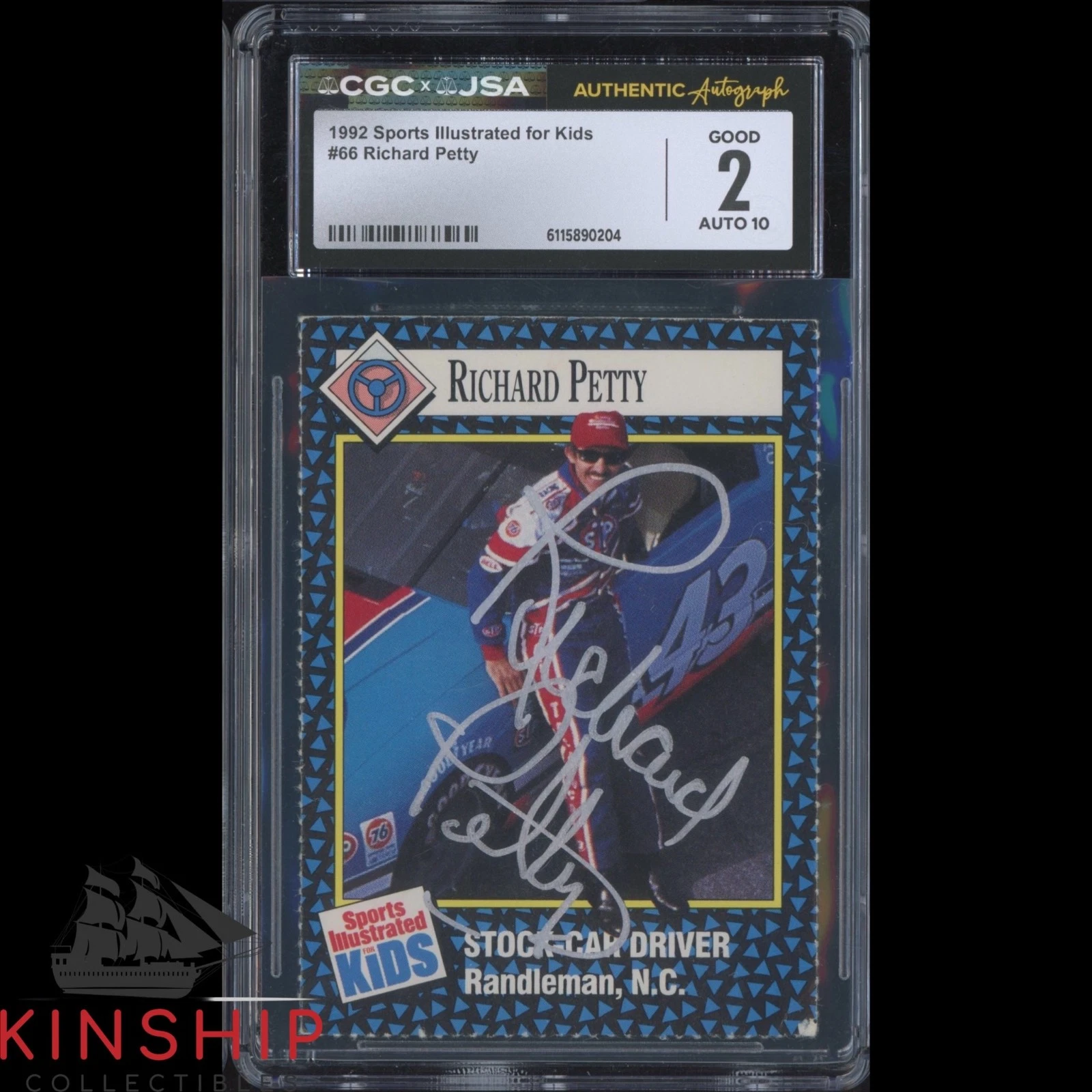 Richard Petty signed 1992 SI for Kids Card JSA CGC Slab NASCAR Auto 10 C6025