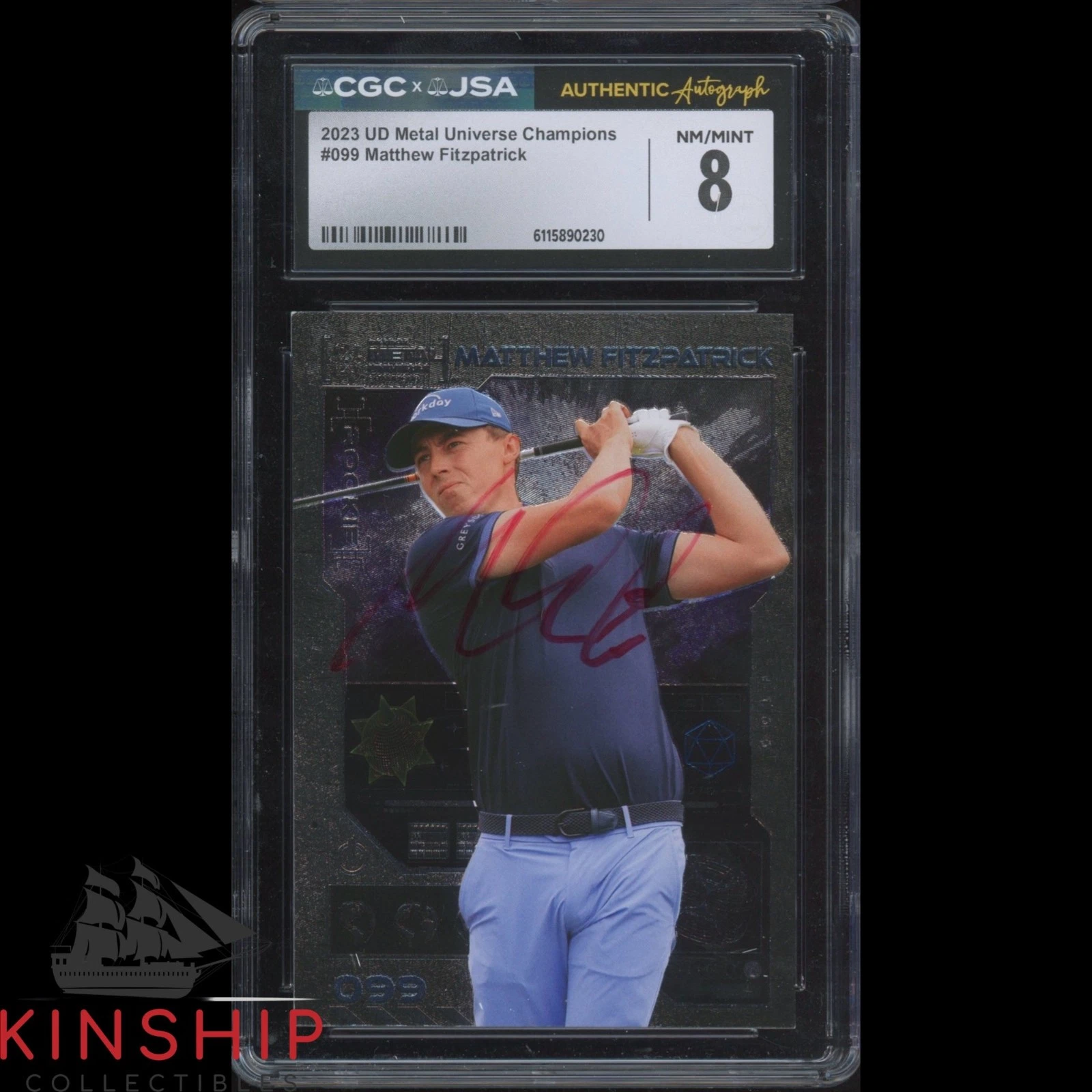Matt Fitzpatrick signed 2023 Metal Universe Card JSA CGC Slab Golf Auto C6037