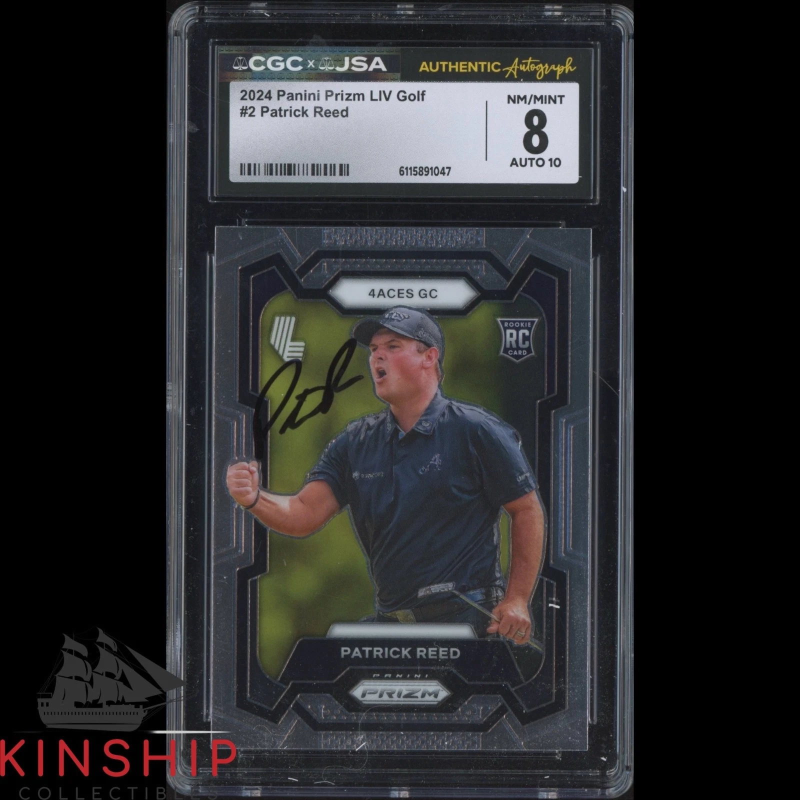 Patrick Reed signed 2024 Panini Prizm LIV Card JSA CGC Slab Golf Auto 10 C6052