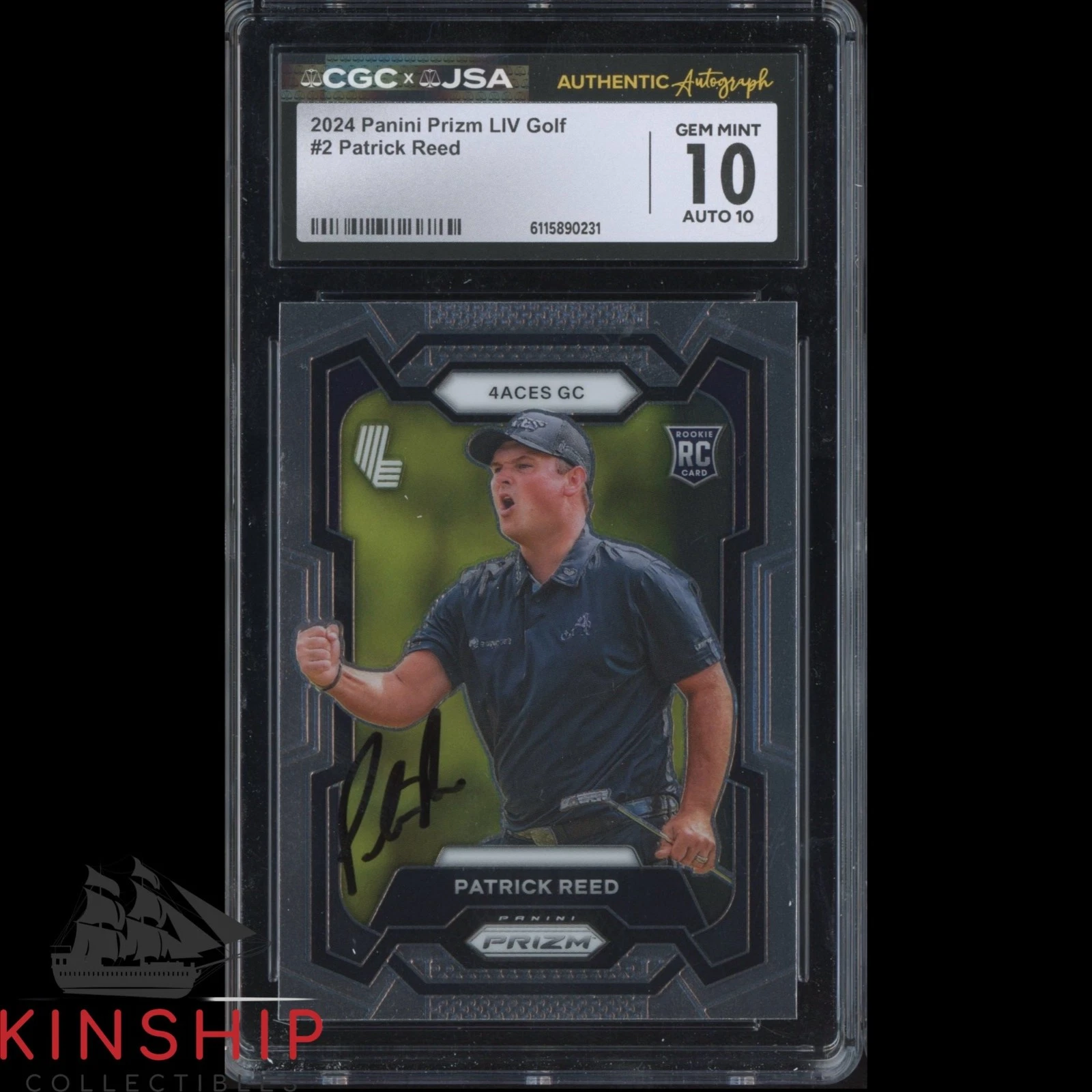 Patrick Reed signed 2024 Panini Prizm LIV Card JSA CGC Slab Golf Auto 10 C6054