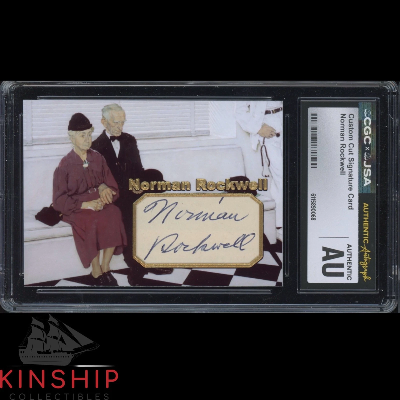 Norman Rockwell signed Cut Custom Trading Card JSA CGC Slab Painter Auto C5977