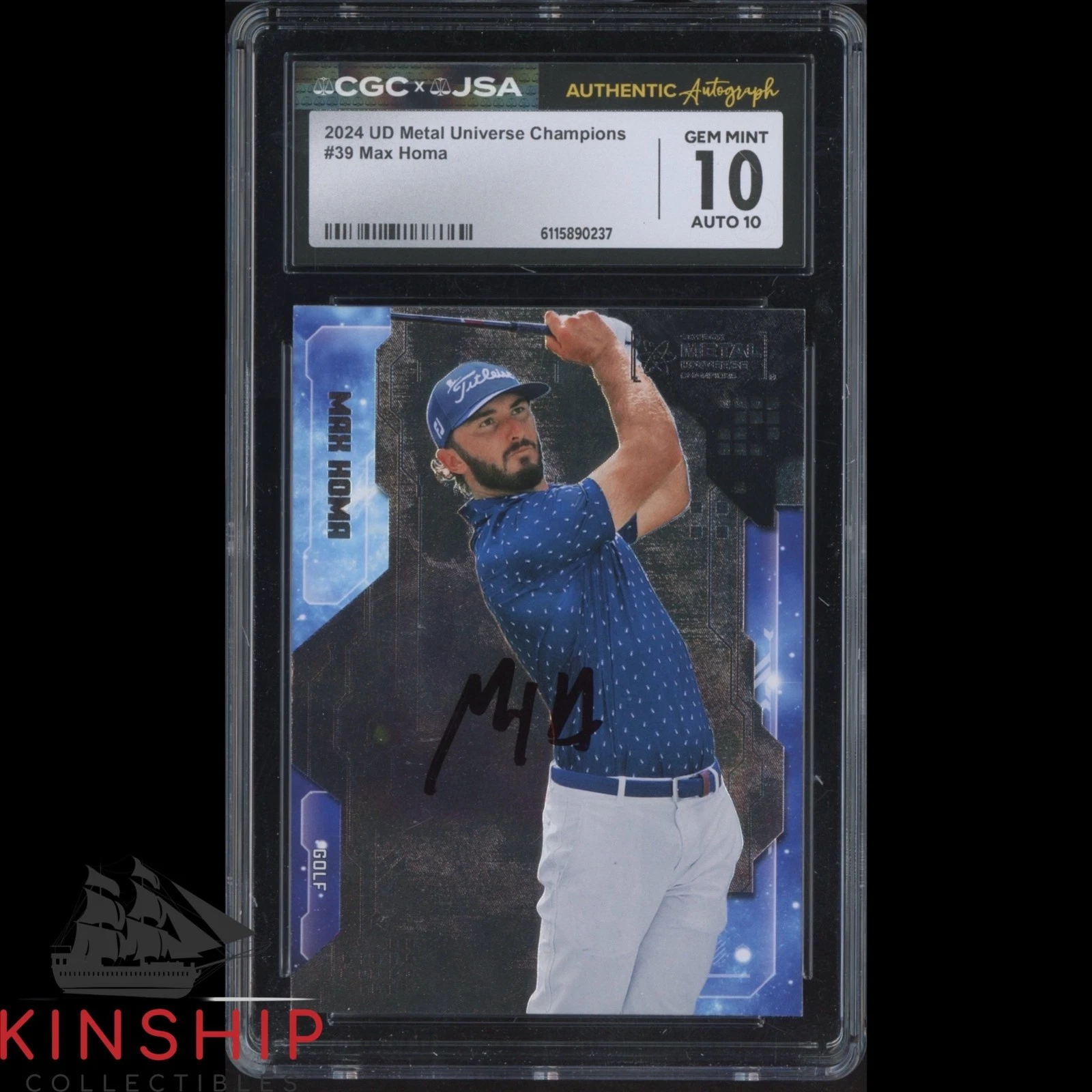 Max Homa signed 2024 Skybox Metal Champion Card JSA CGC Slab Golf Auto C6046