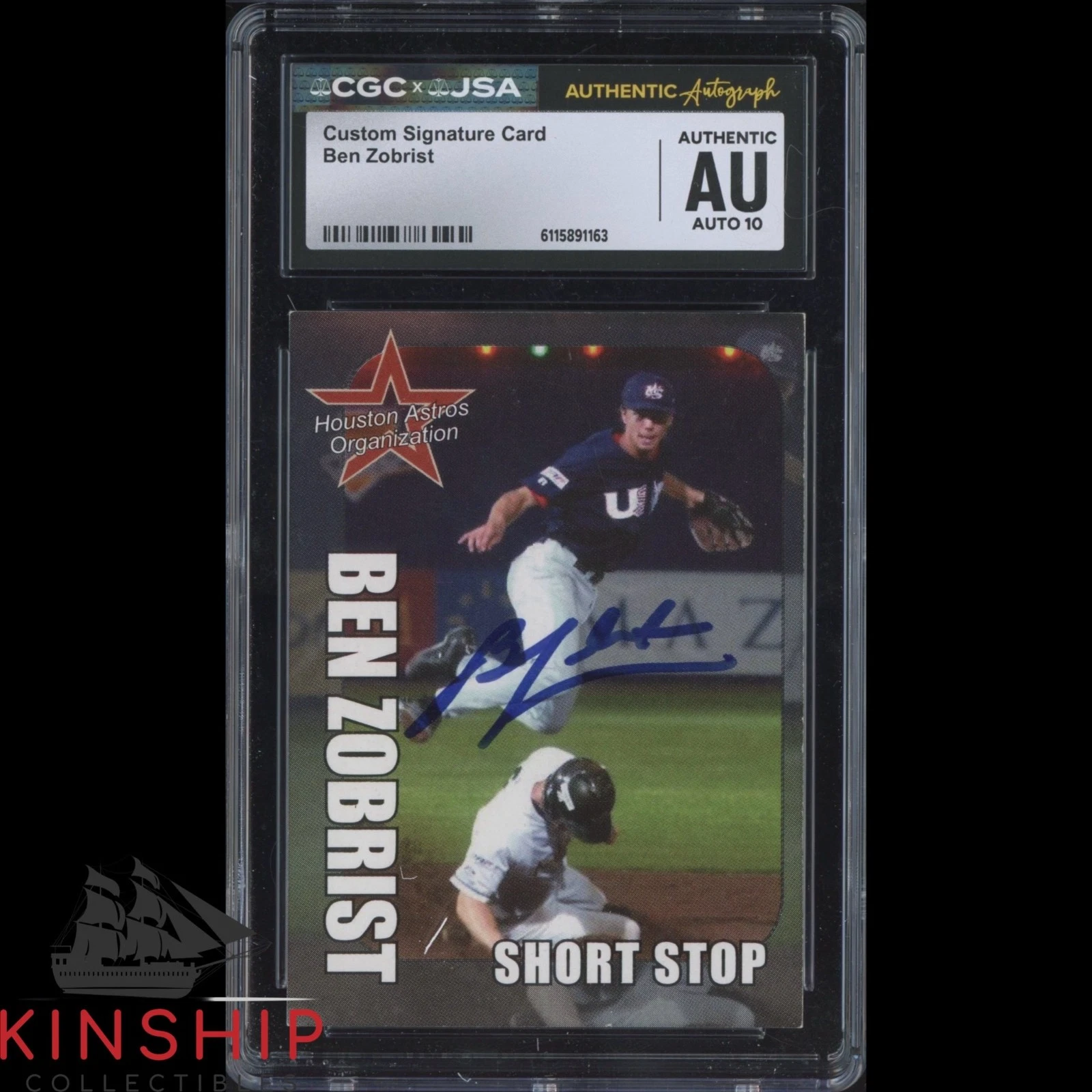 Ben Zobrist signed Custom Trading Card JSA CGC Slab Baseball Auto C5955