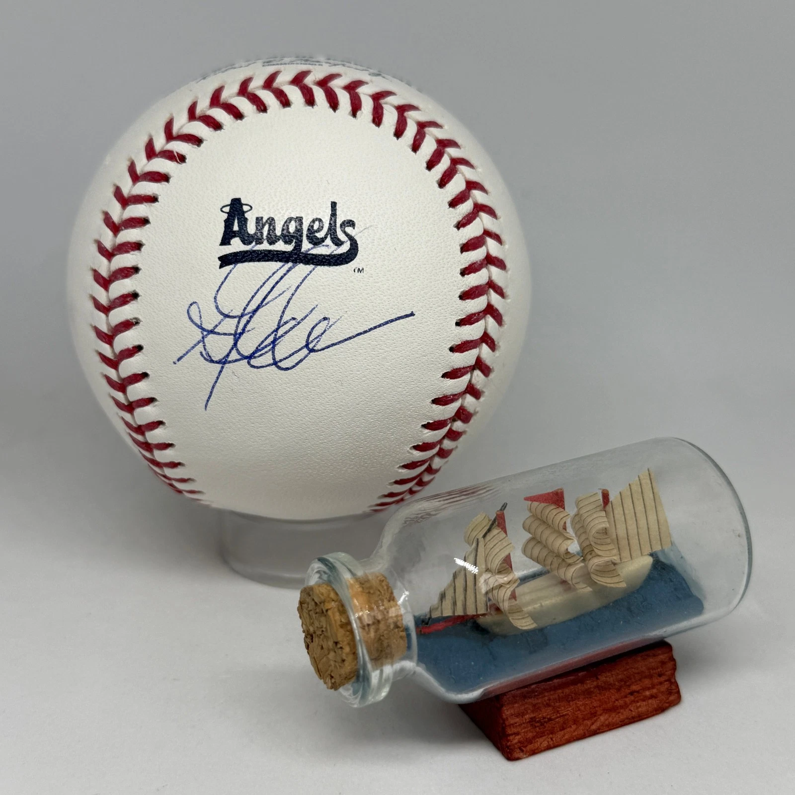 Garret Anderson signed Rawlings Angels City Connect Logo Baseball JSA COA A4367