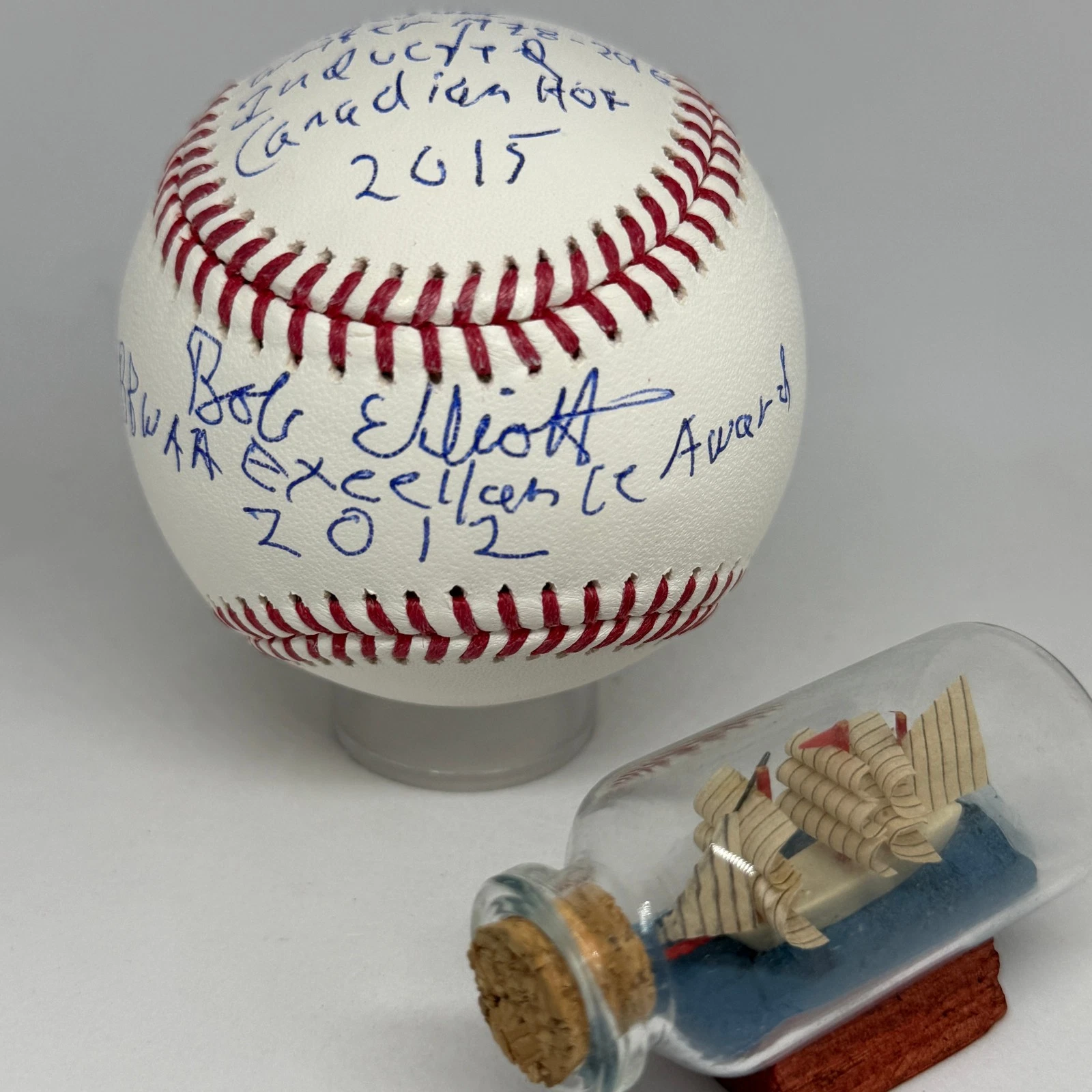 Bob Elliott signed Rawlings OML Baseball JSA Inscribed HOF Writer Spink A4370