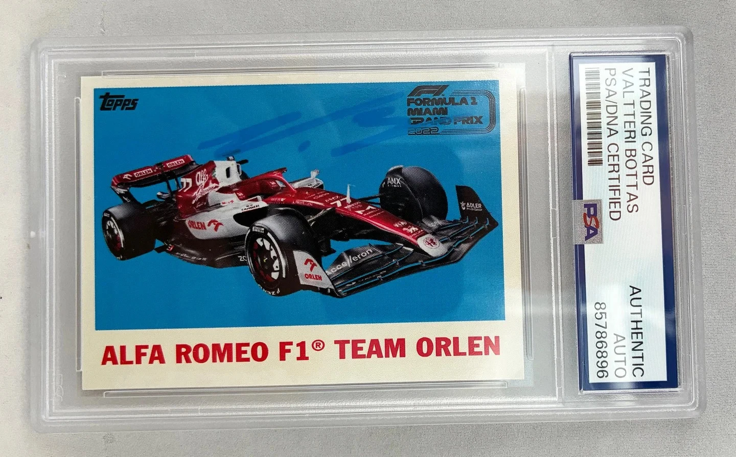 Valtteri Bottas Signed Card 2022 Topps Miami GP F1 PSA/DNA 1 COA
