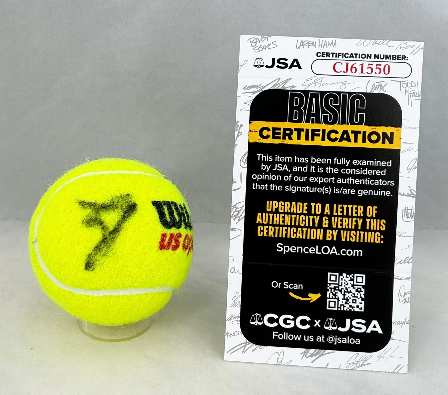 Jannik Sinner Signed Tennis Ball US Open JSA 1 COA