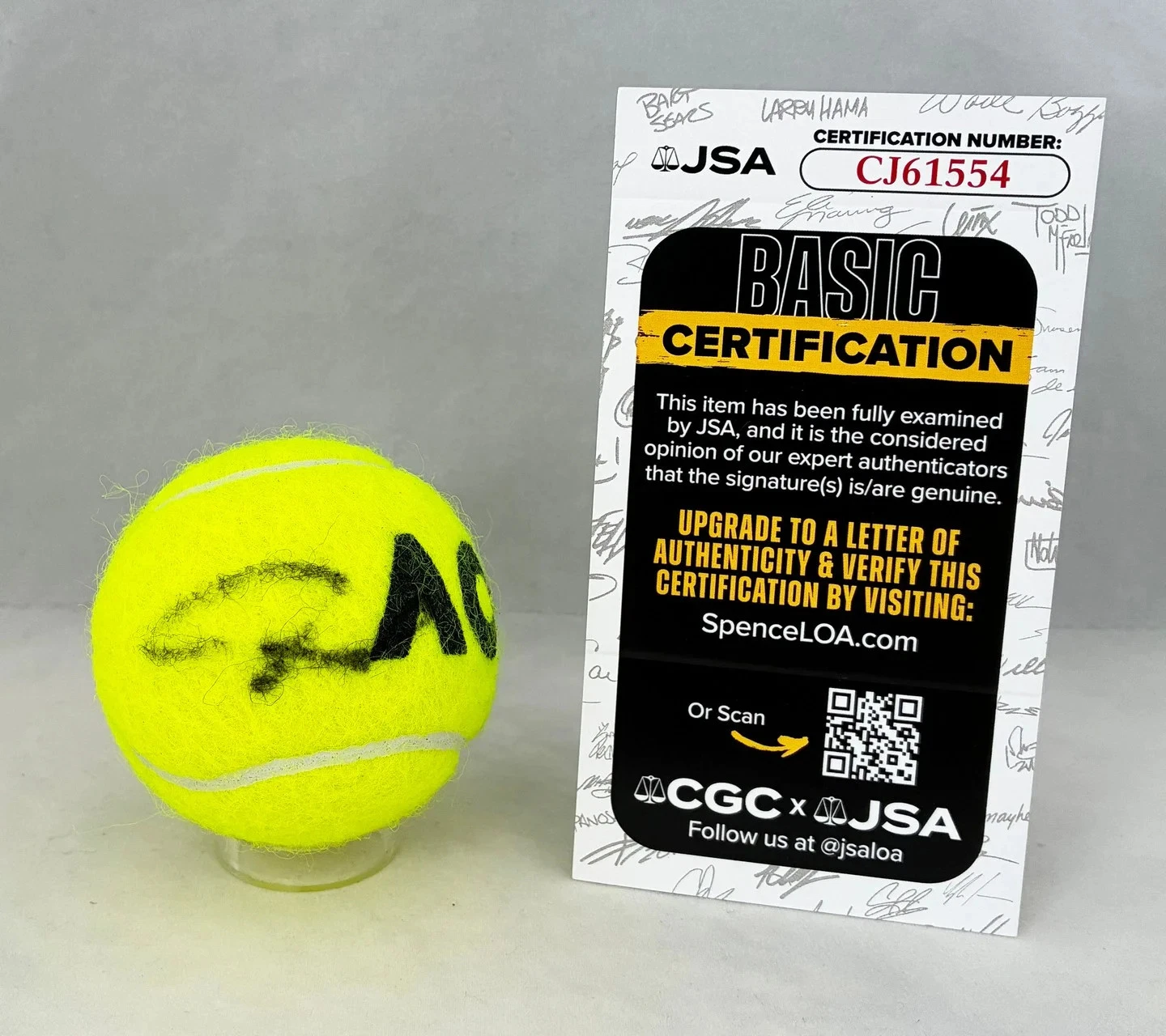 Jannik Sinner Signed Tennis Ball Australian Open JSA 3 COA
