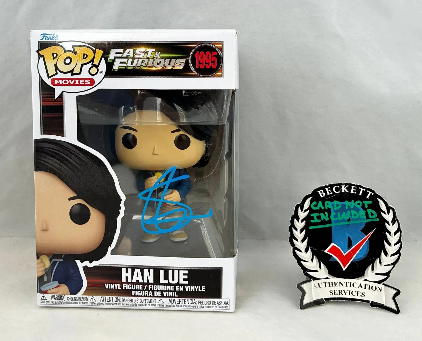 SUNG KANG SIGNED FUNKO POP FAST AND THE FURIOUS HAN LUE BECKETT BAS COA COLLECTIBLE MEMORABILIA