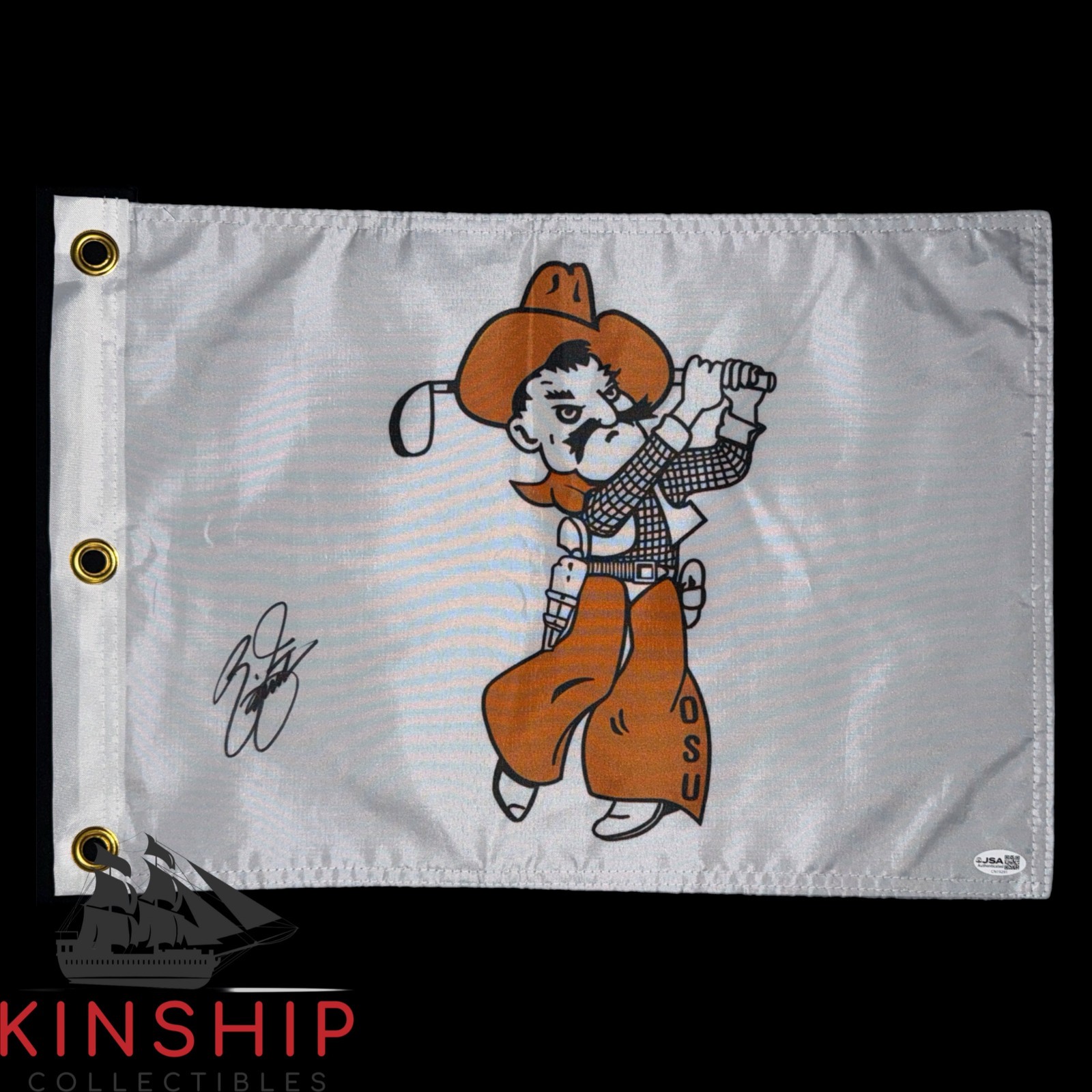 Rickie Fowler signed OSU Cowboys Pin Flag JSA COA Masters Golf Auto G191
