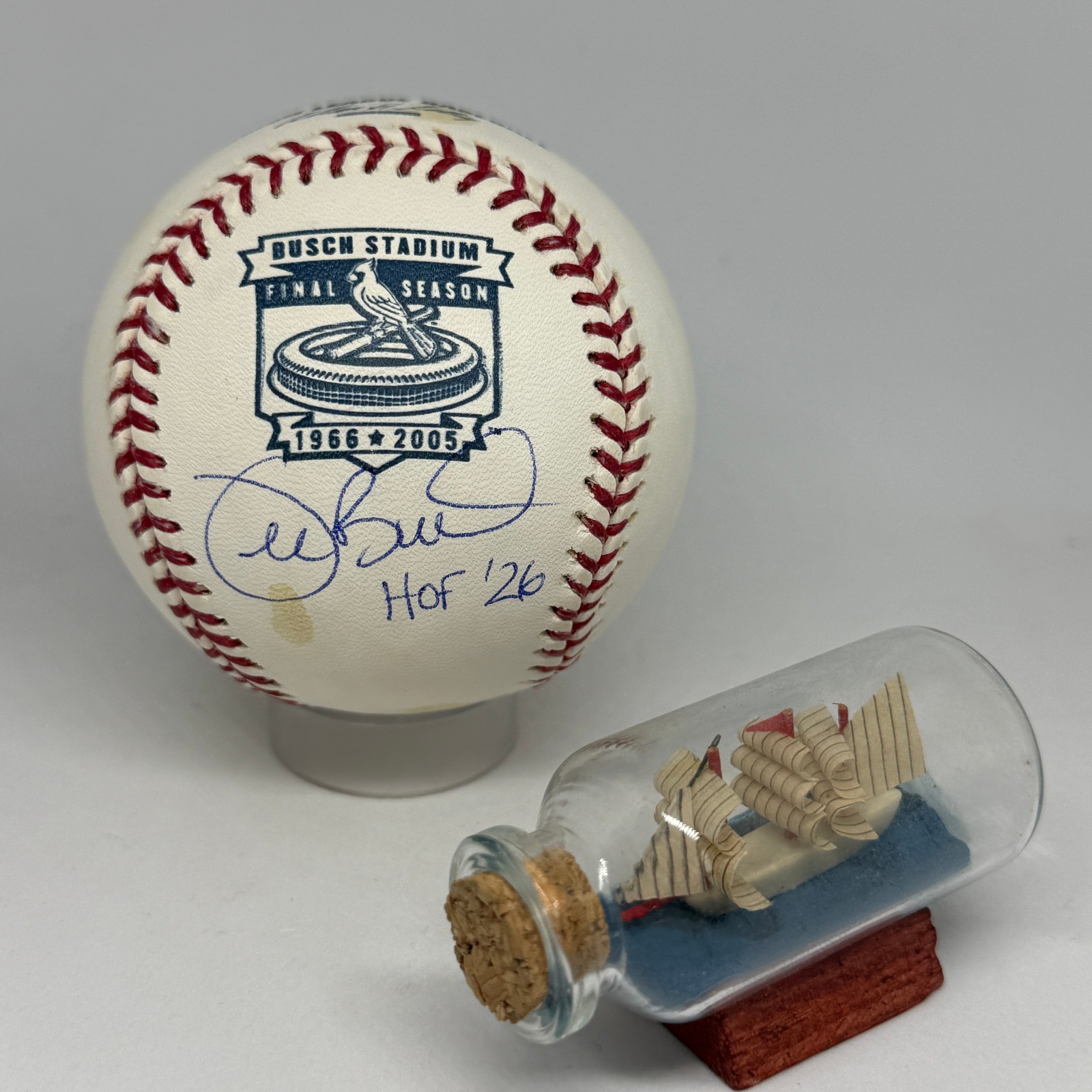 Joe Buck signed Rawlings Cardinals Busch Logo Baseball JSA HOF 26 Frick A4406
