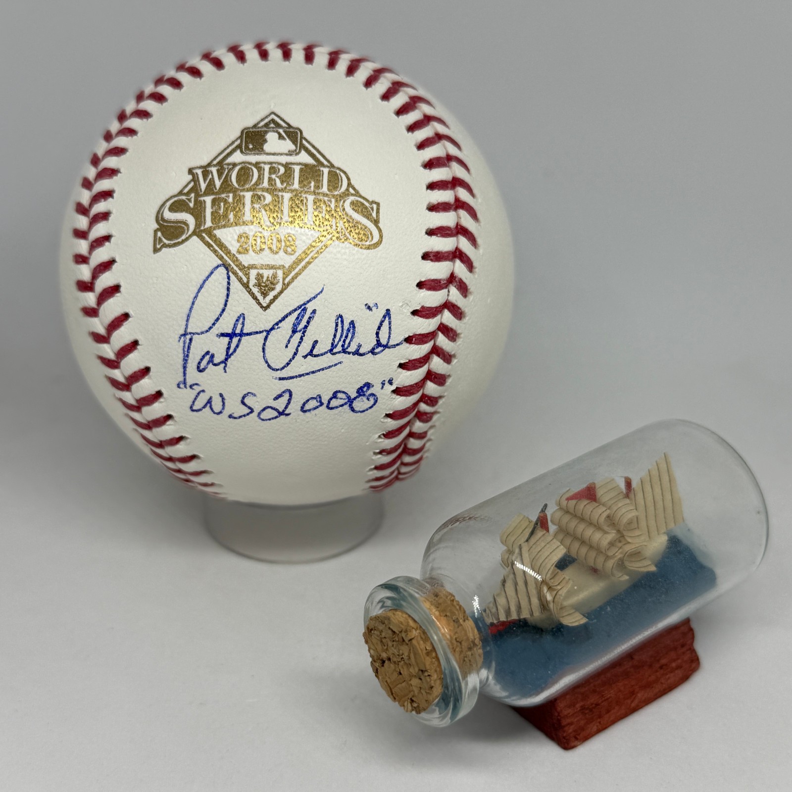 Pat Gillick signed Rawlings 2008 World Series Logo Baseball JSA Phillies A4394