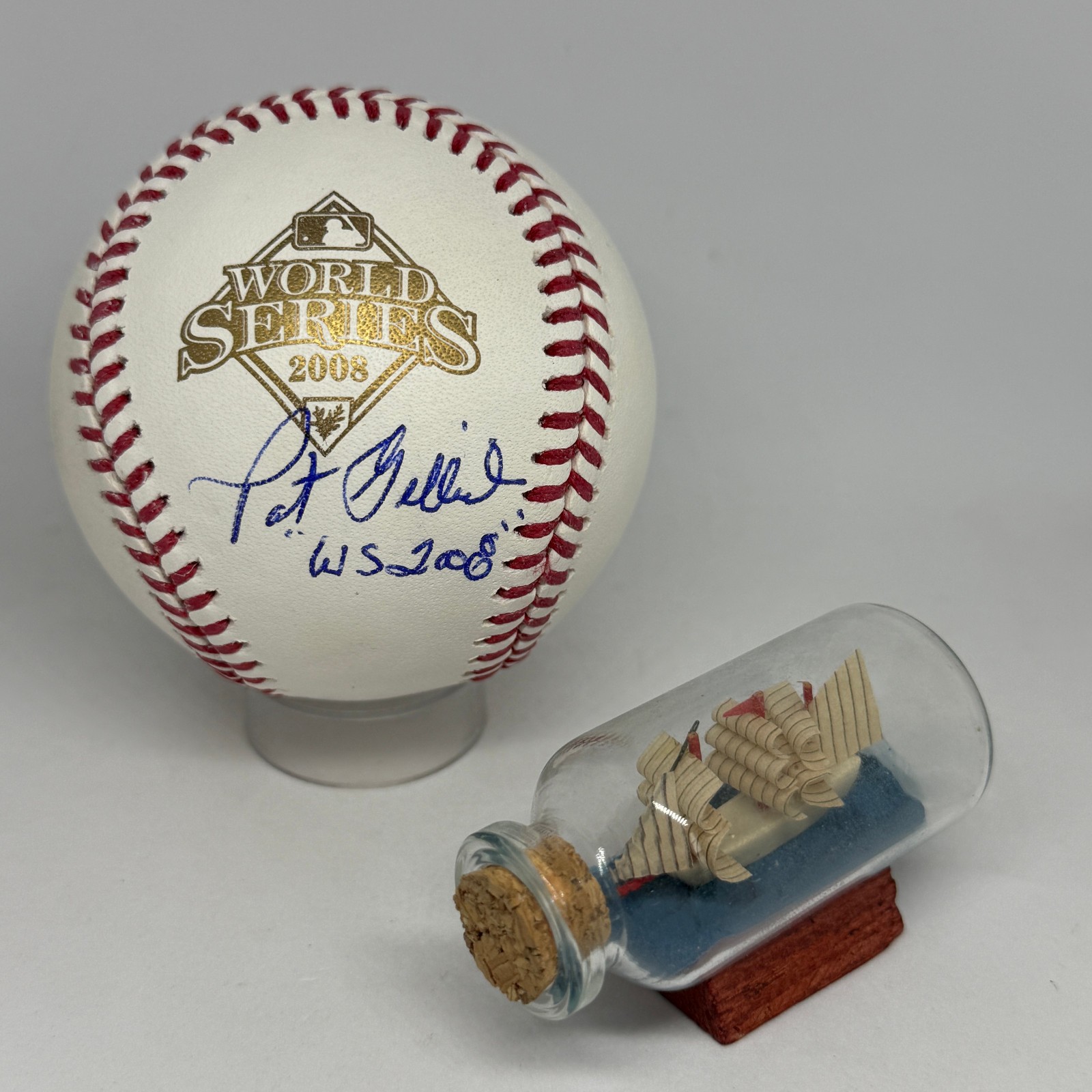 Pat Gillick signed Rawlings 2008 World Series Logo Baseball JSA Phillies A4393