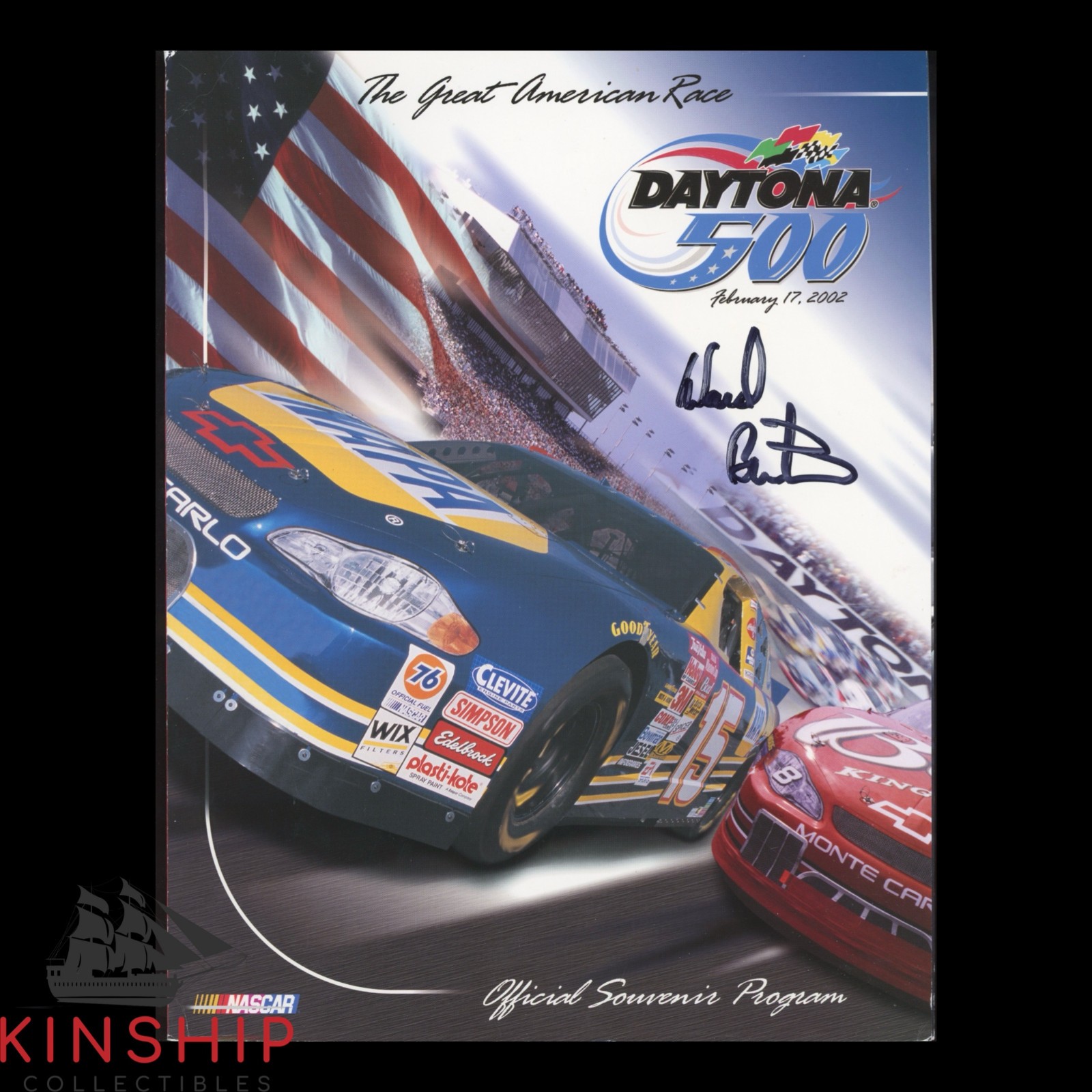 Ward Burton signed 2002 Daytona 500 Program JSA COA NASCAR Auto E395