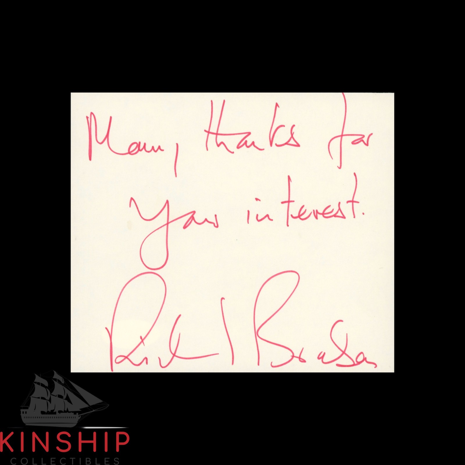 Richard Branson signed Cut JSA COA Rare Inscribed Auto Virgin Group Z2605