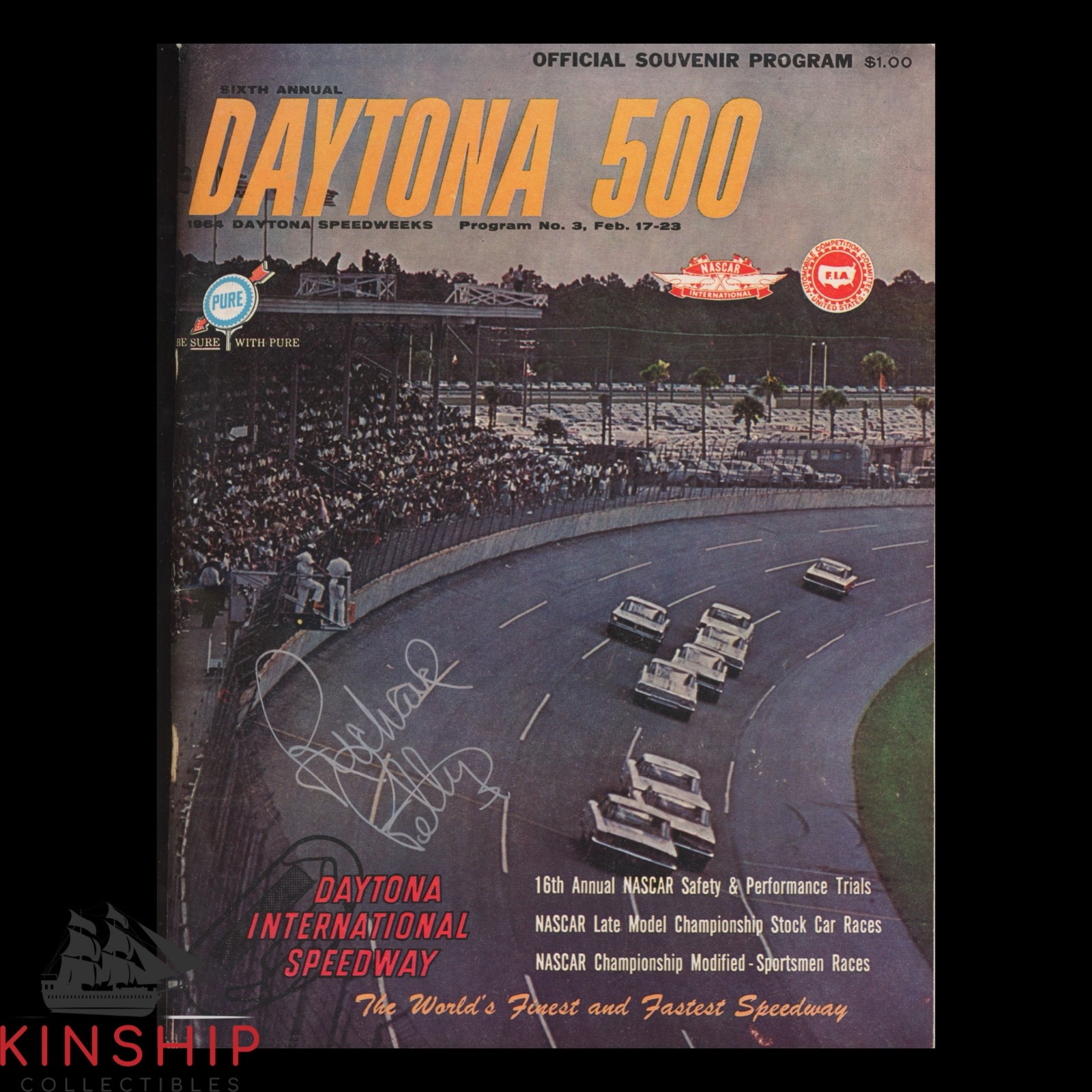 Richard Petty signed 1964 Daytona 500 Program JSA COA NASCAR Auto E406