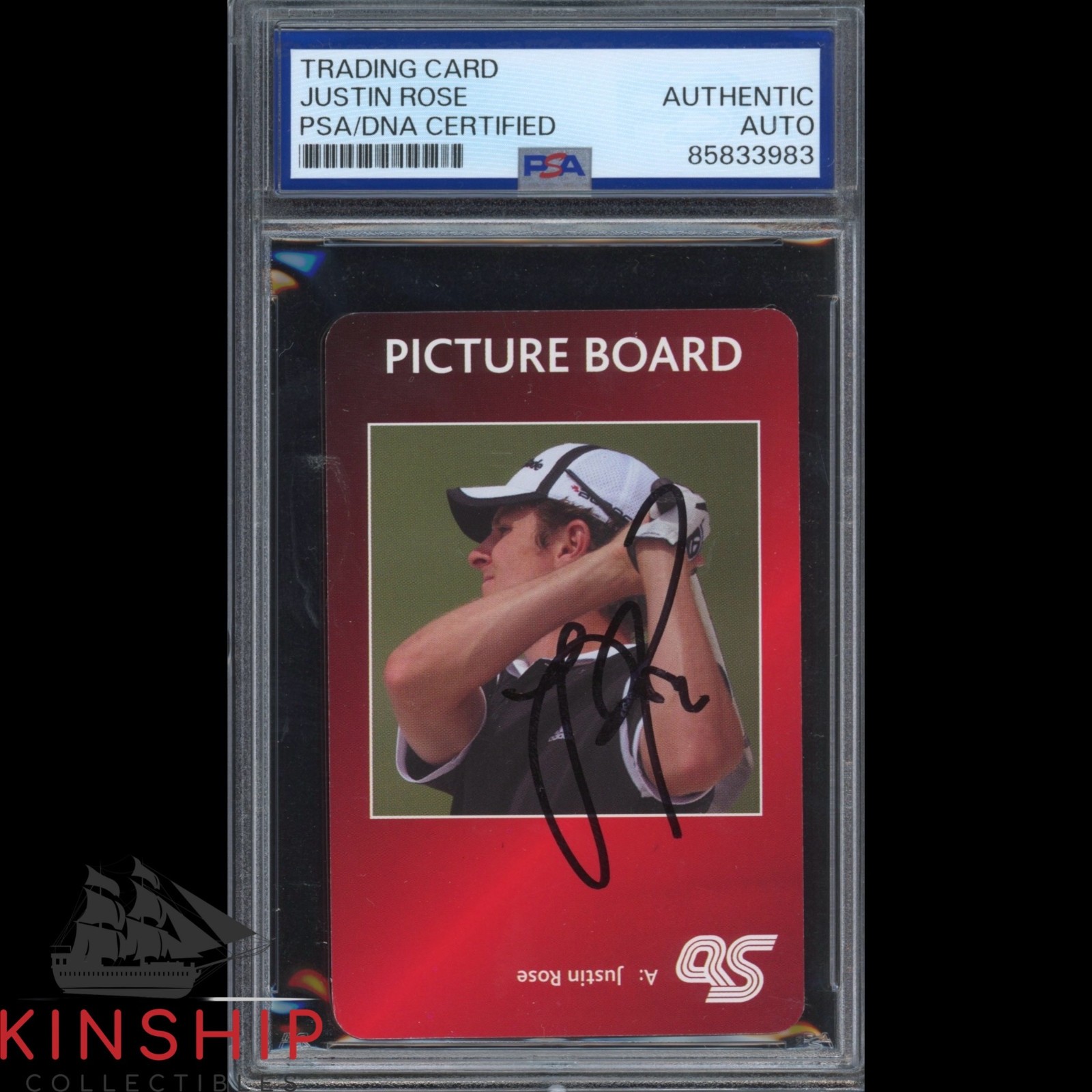 Justin Rose signed 2007 Question of Sport Card PSA DNA Slab Golf Auto C6101